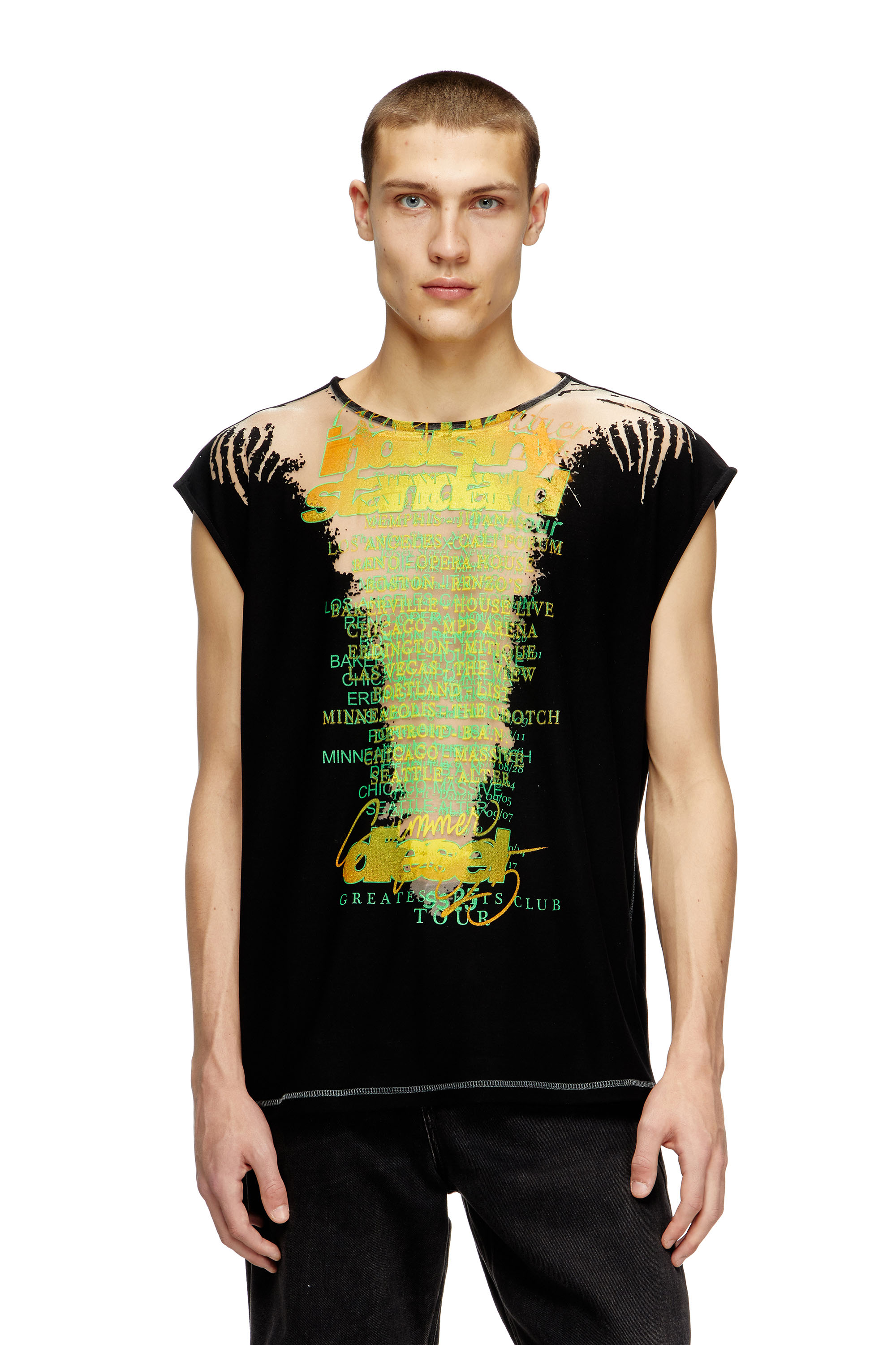 Diesel - T-ISAK-A, Unisex's Sleeveless T-shirt with lyrics print in ブラック - 3