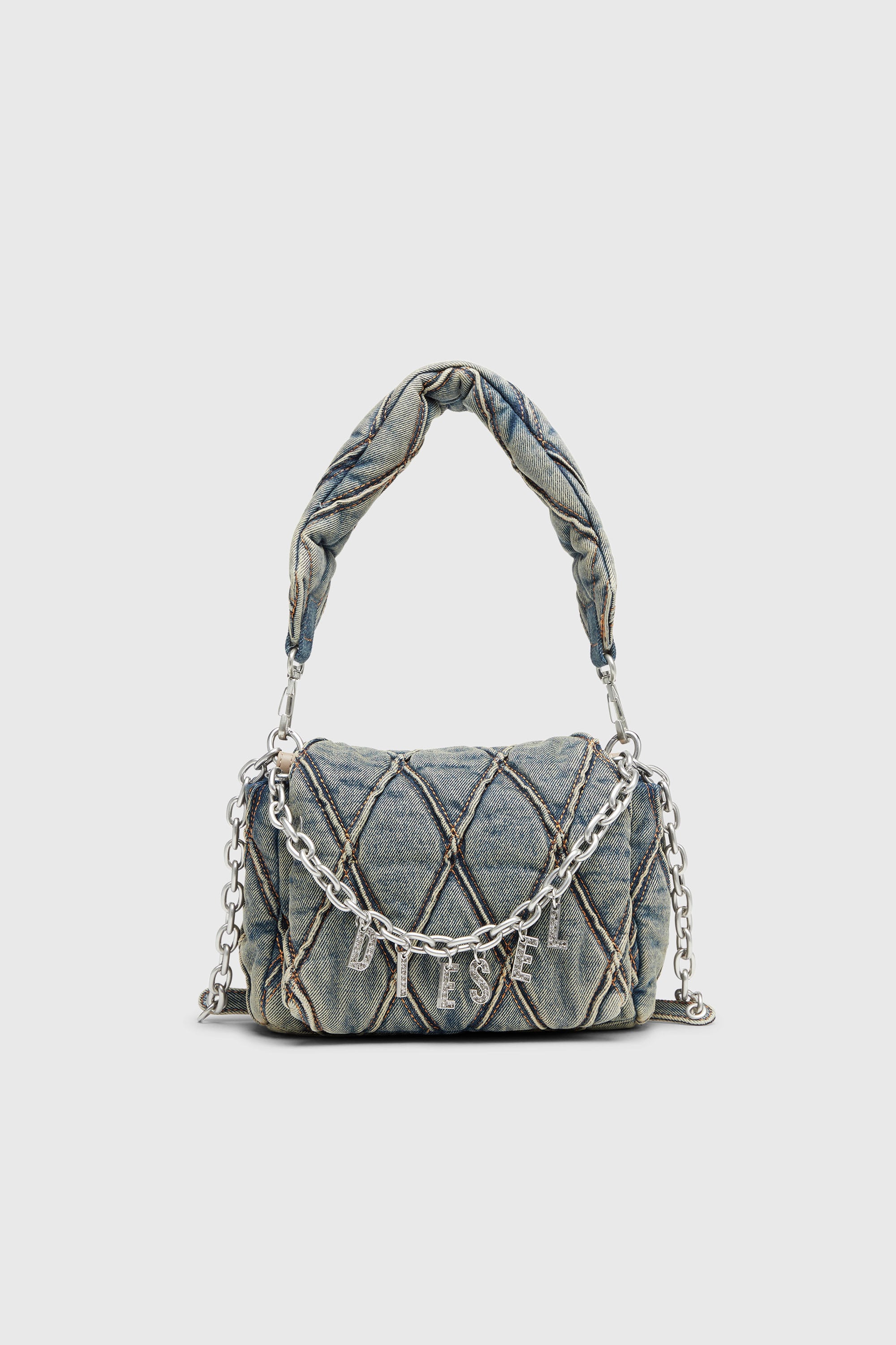 Diesel - CHARM-D SHOULDER S, Female's デニムキルティングショルダーバッグS in ダークブルー - 1