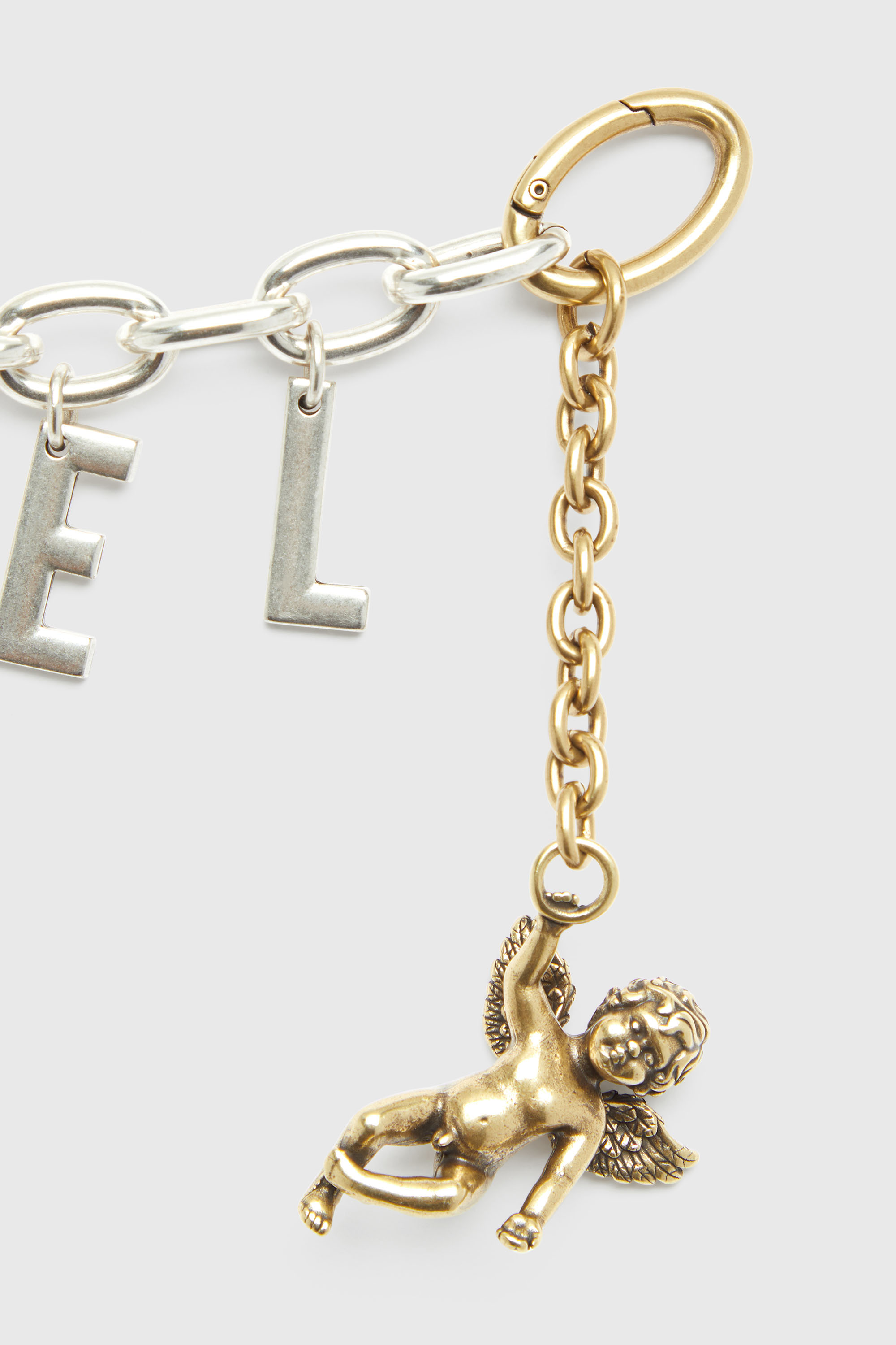 Diesel - CHAIN-D III S, Female's Metal letter charm with cherub in シルバー - 2