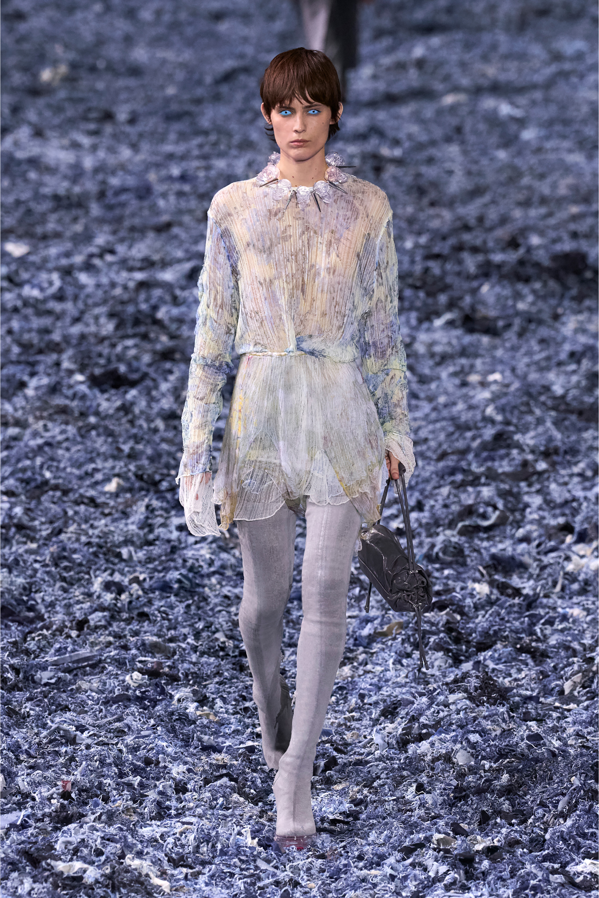 Diesel - M-ATREIUS, Female's Floral knitted skirt with distressing in グリーン/ホワイト - 5