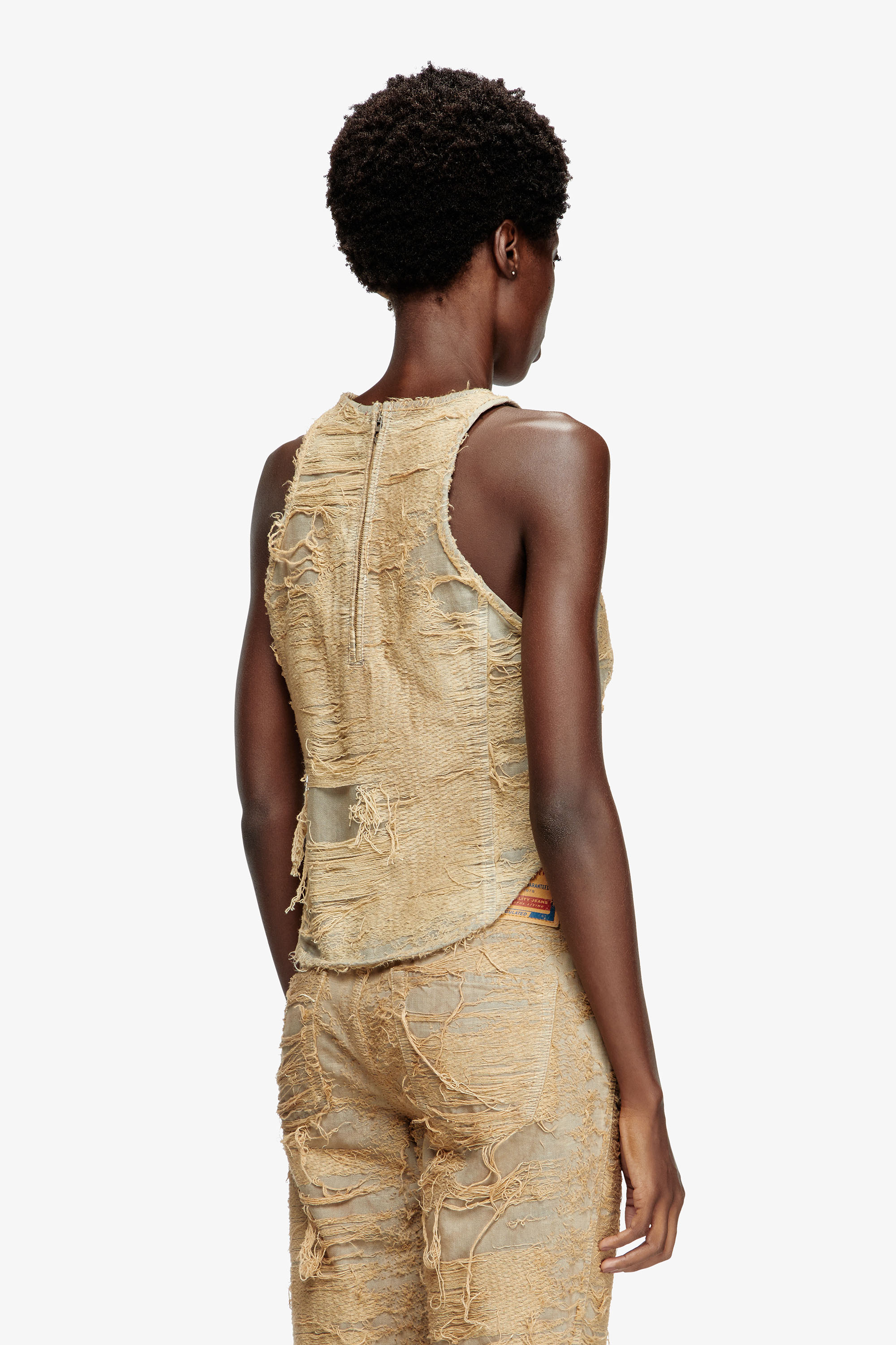 Diesel - DE-ASTRO-FSG, Female's Top in overdyed floating-thread denim in ベージュ - 4