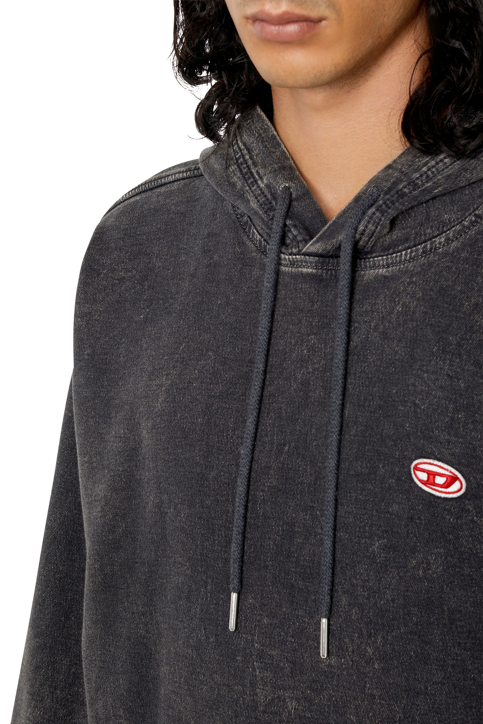 Diesel - D-UM-RIB TRACK DENIM HOODIE, ブラック/ダークグレー - Image 3