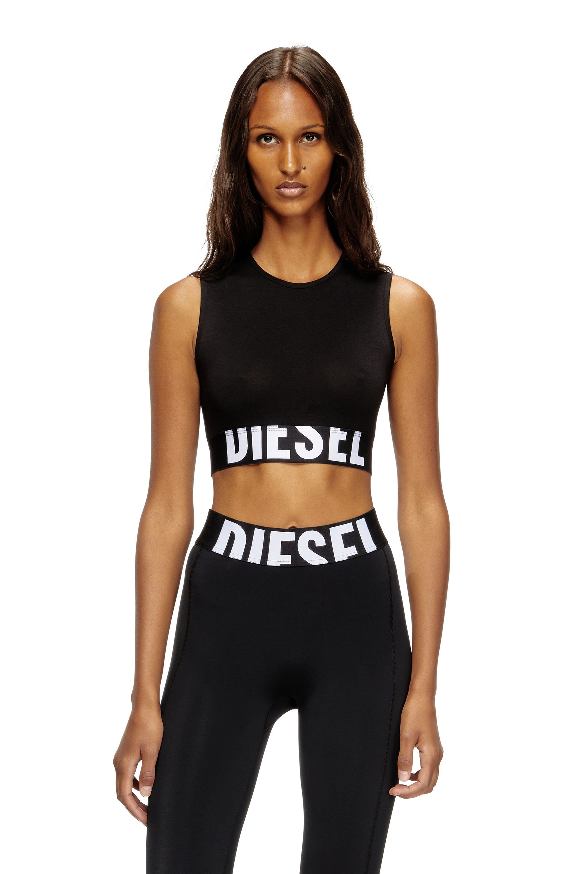 Diesel - ADA-D-POP, Female's Cropped tank top with cut-off logo in ブラック - 1