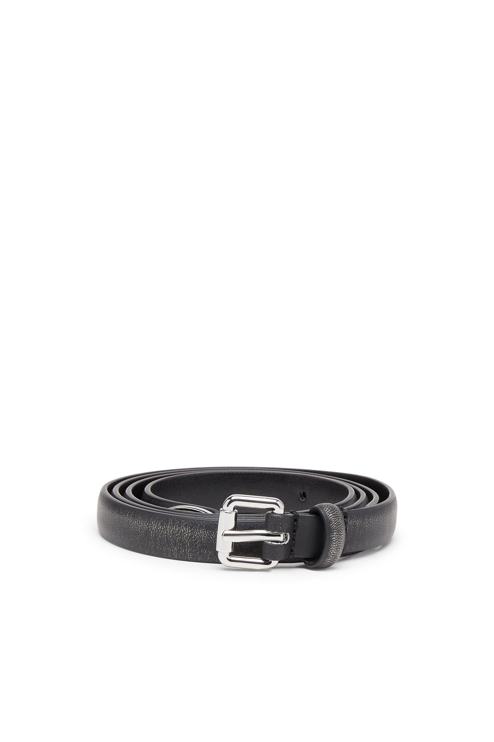Diesel - B-DD-TIP, Female's 1.4cm belt with slim buckle in ブラック/シルバー - 1