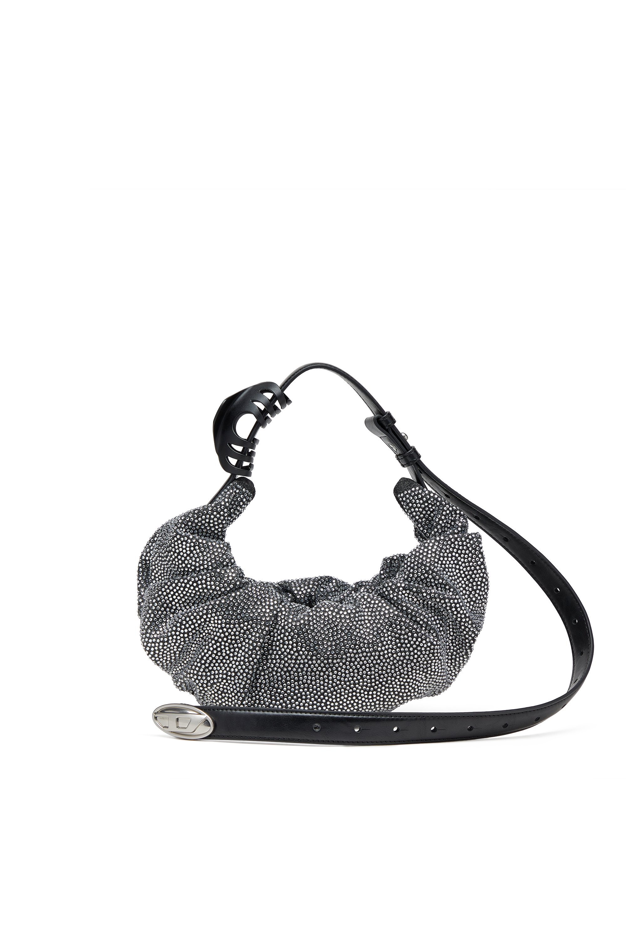 Diesel - GRAB-D HOBO S, Female's Grab-D S-Small scrunched hobo bag in crystal denim in ブラック - 1