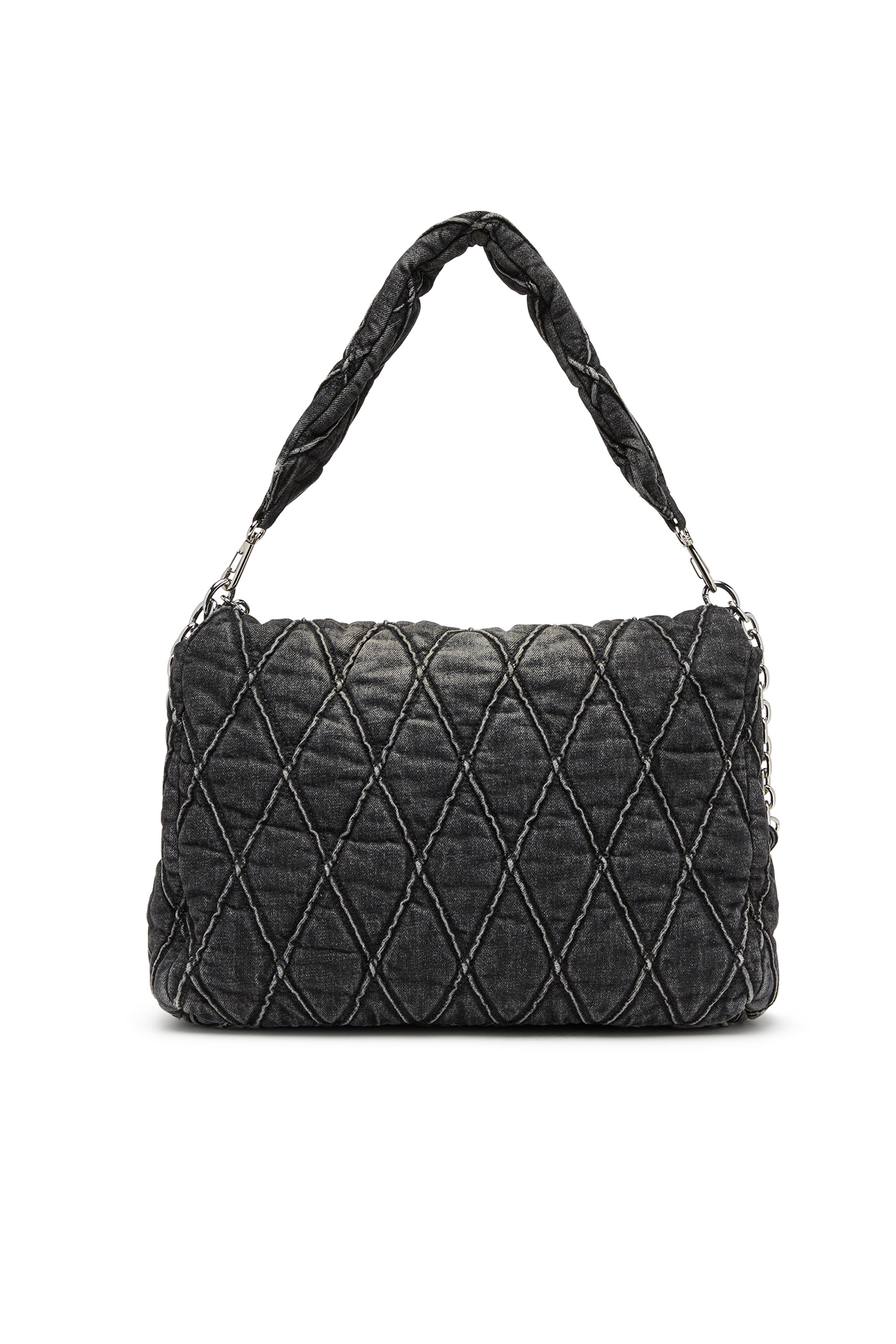 Diesel - CHARM-D SHOULDER L, Female's Charm-D L-Large shoulder bag in quilted denim in ブラック - 3