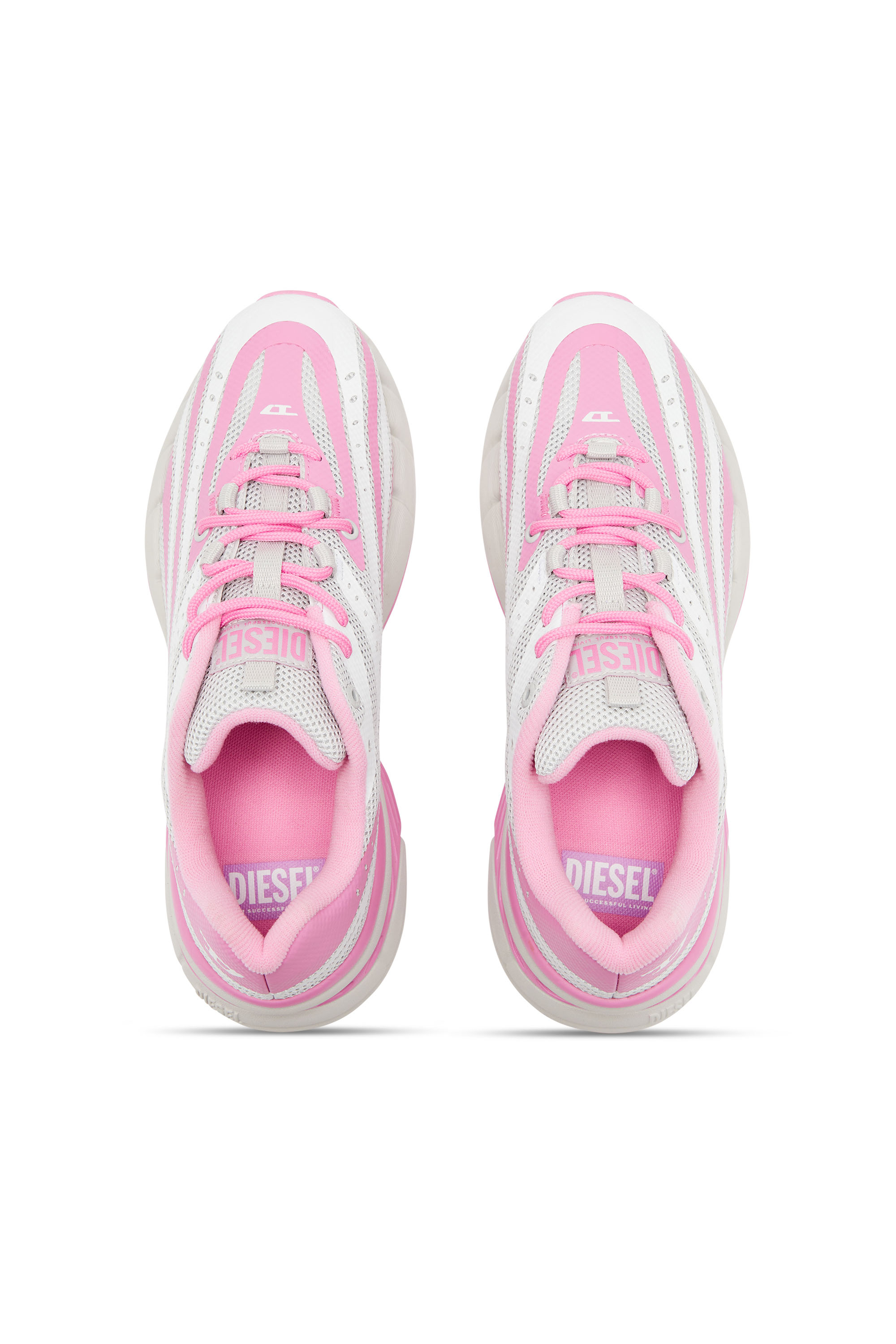 Diesel - D-AIRSPEED LOW W, Female's D-Airspeed Low-Striped sneakers in coated mesh in ピンク/ホワイト - 5