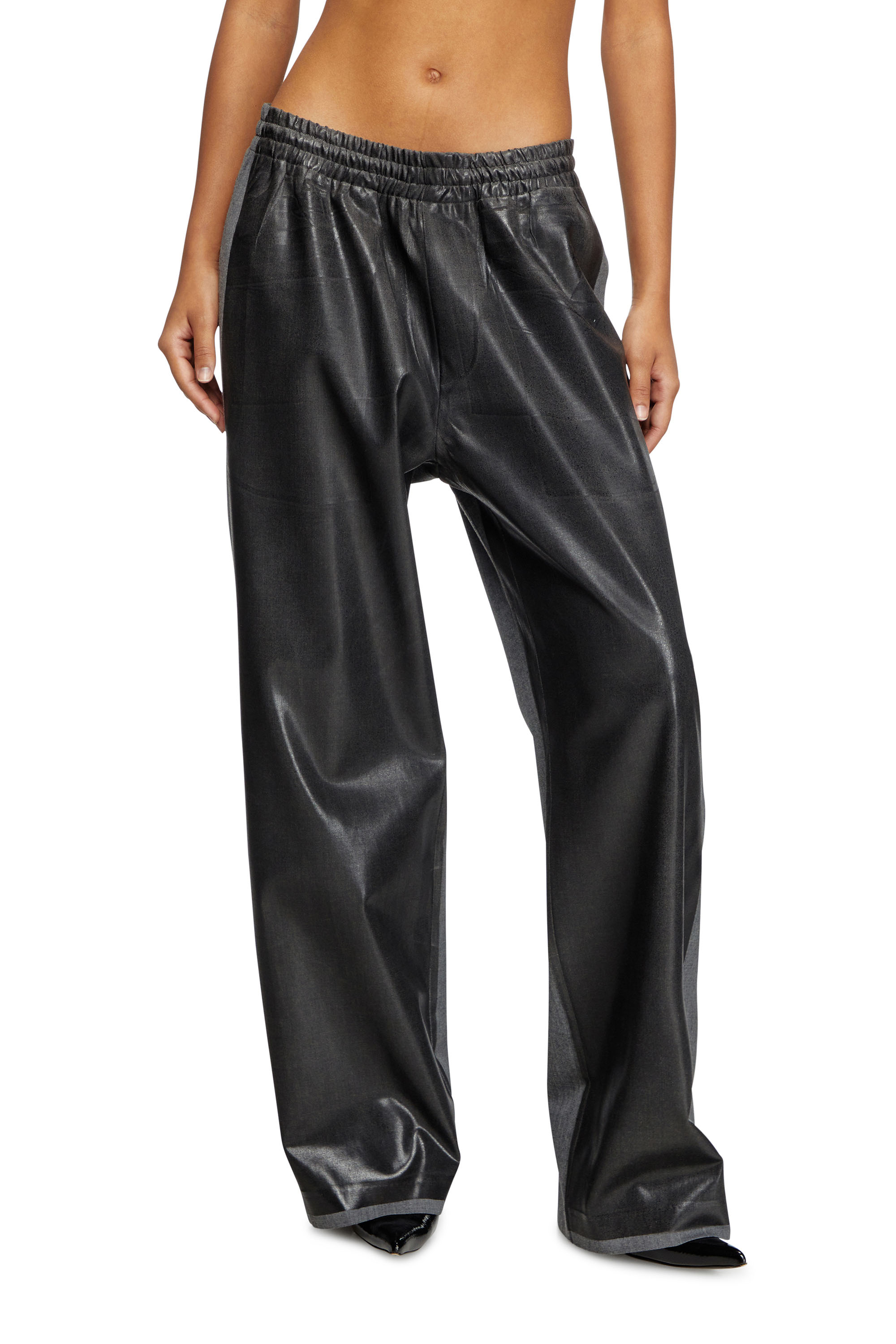 Diesel - P-CLAYS-DD, Unisex's Tailored track pants with coated front in ブラック - 6
