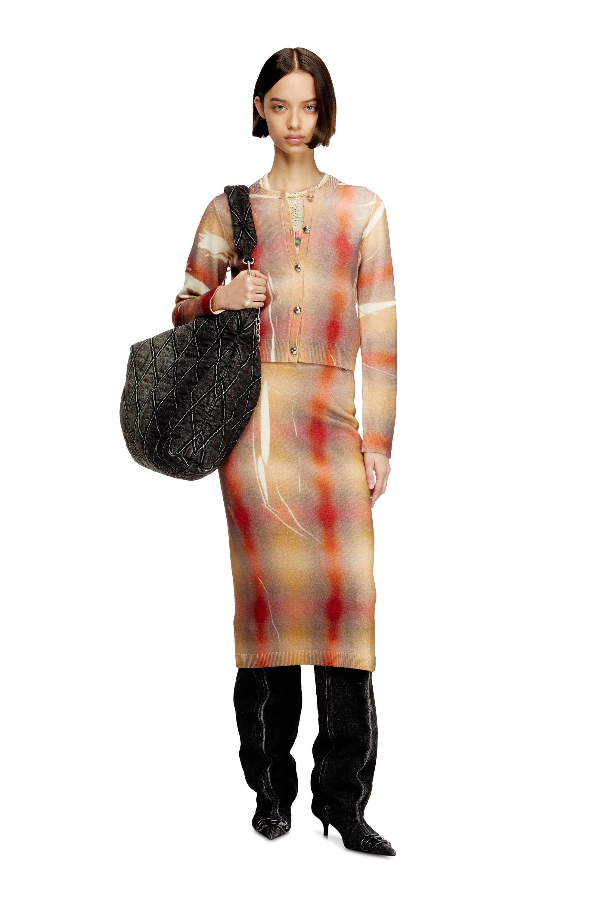 Diesel - M-CHERIE-A, Female's ニットスカート in ベージュ/オレンジ - 1