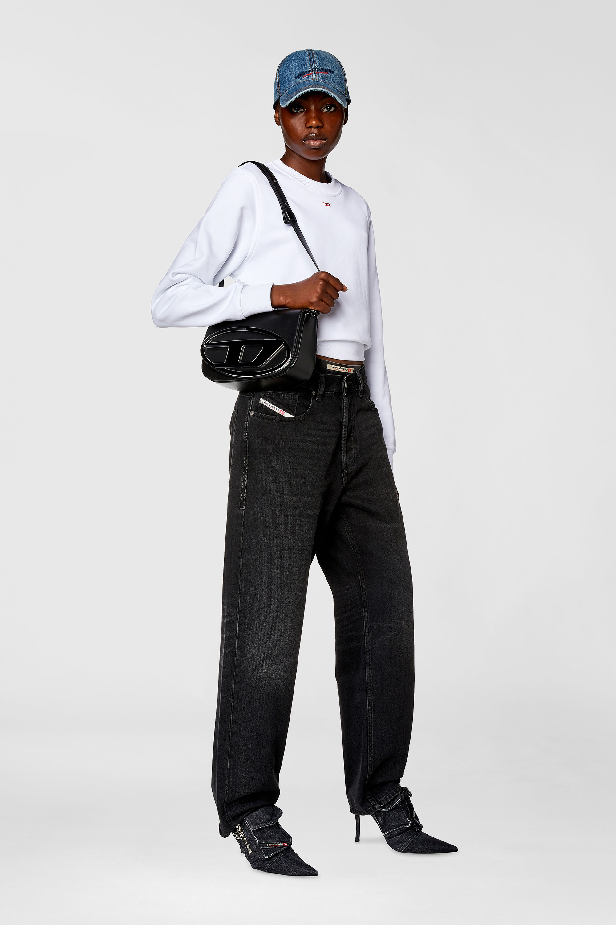 Diesel - 1DR M, Female's カウレザーショルダーバッグM in ブラック - 2