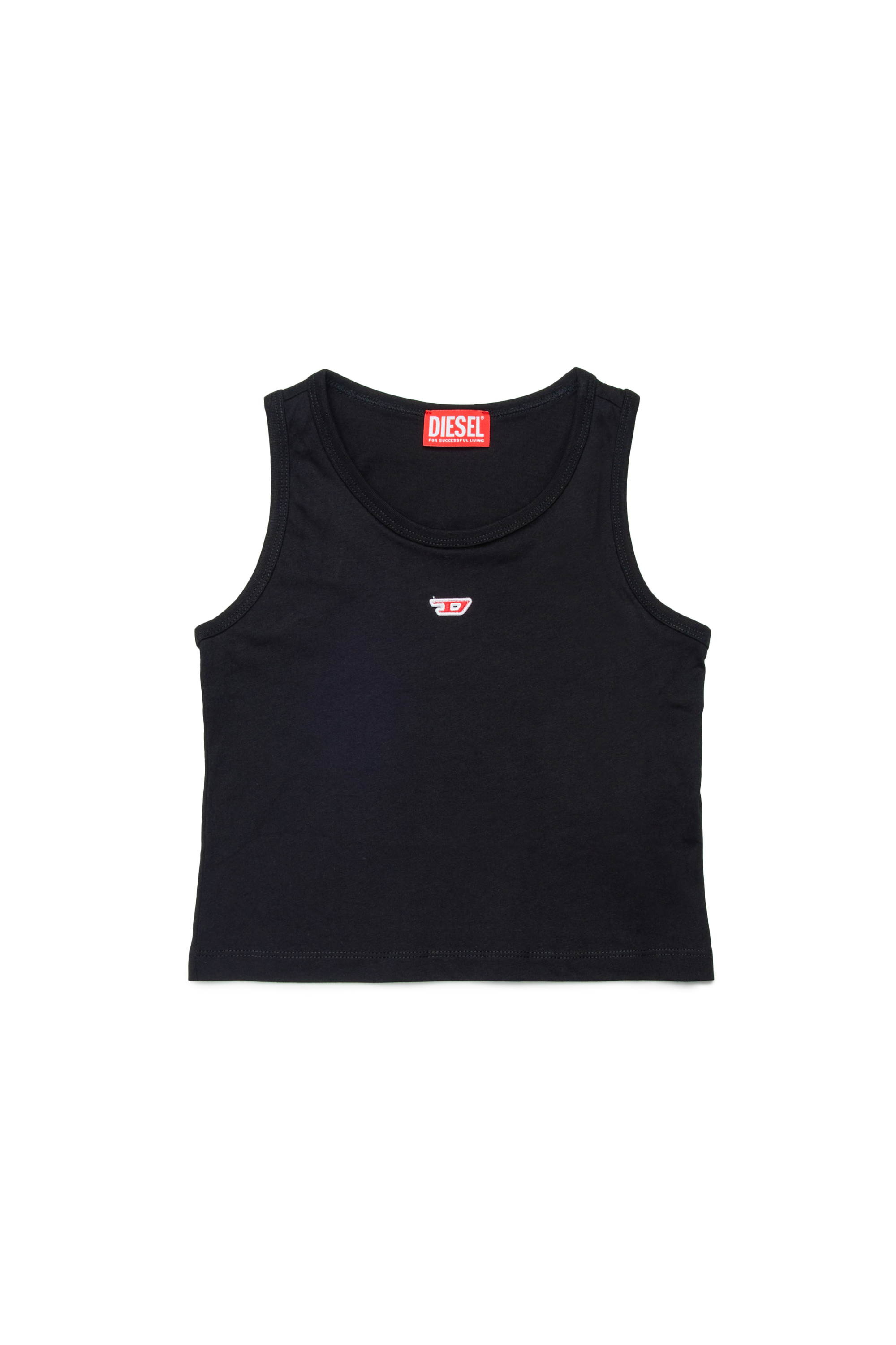Diesel - TASPYRD, Female's Tank top with D logo patch in ブラック - 1