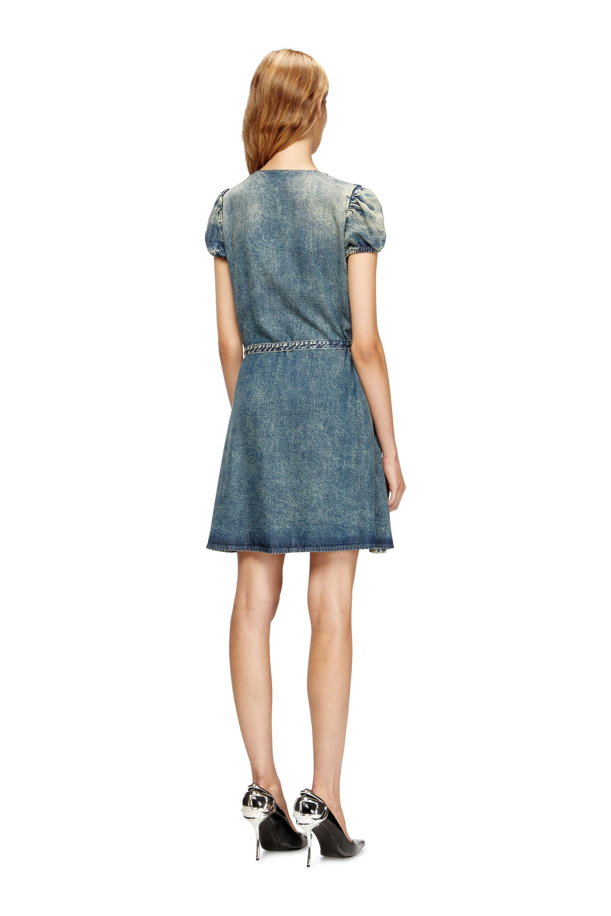 Diesel - DE-OLLISH-D, Female's Denim dress with a waist belt in ミディアムブルー - 4