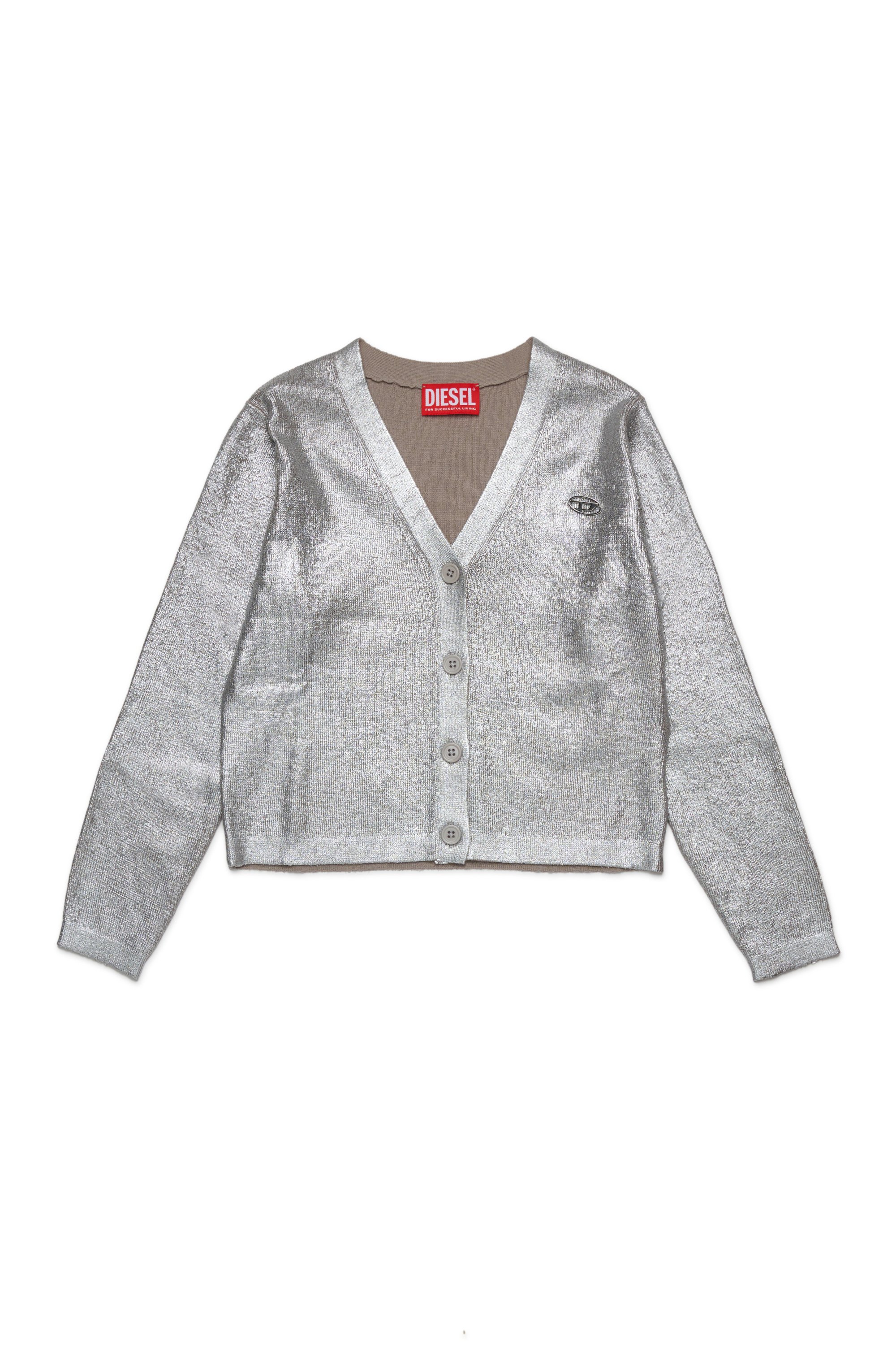 Diesel - KMISOTTA, Female's V-neck wool blend cardigan in シルバー - 1