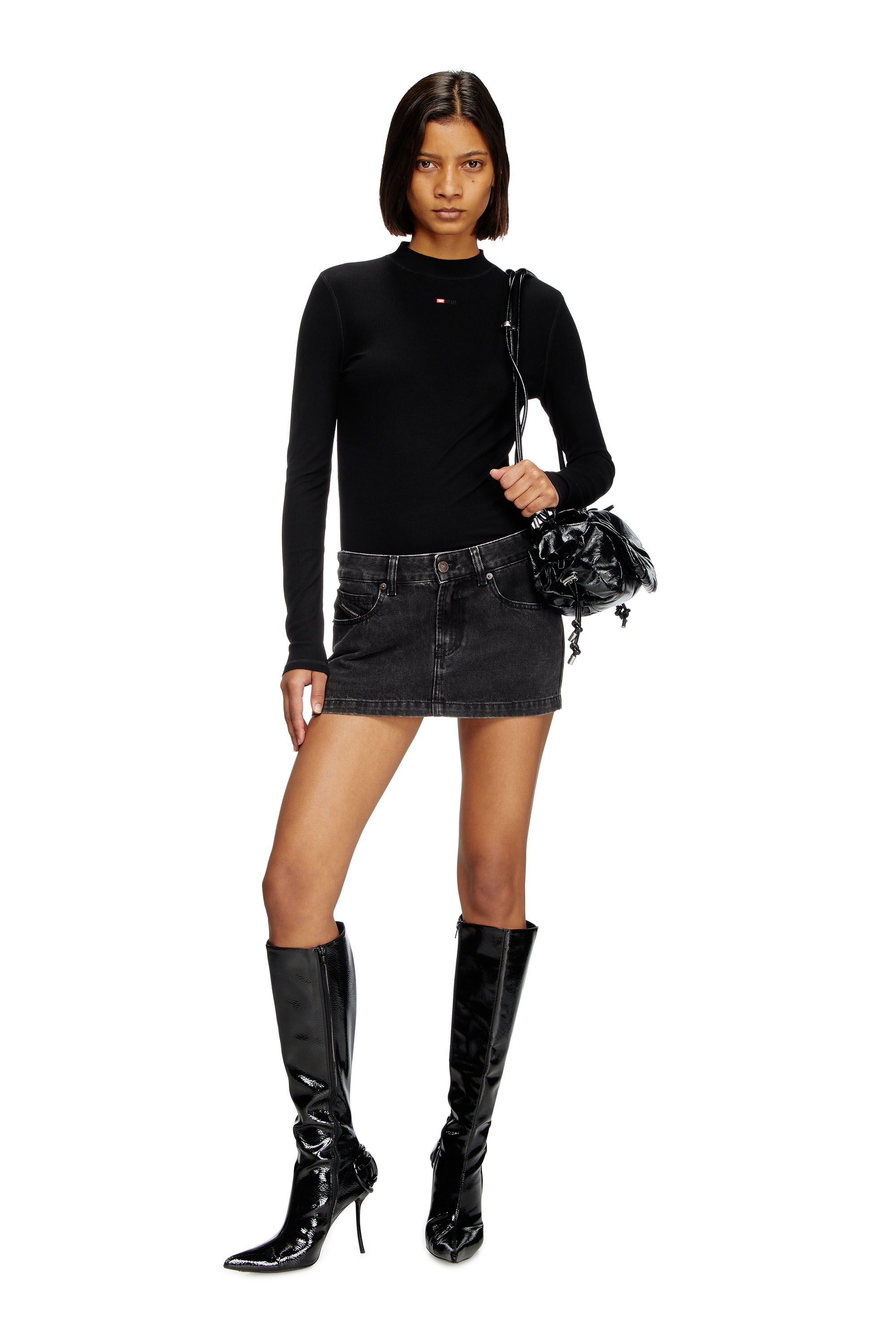 Diesel - T-MOKKY-LS-MICRODIV, Male's Mock-neck top with micro logo in ブラック - 6