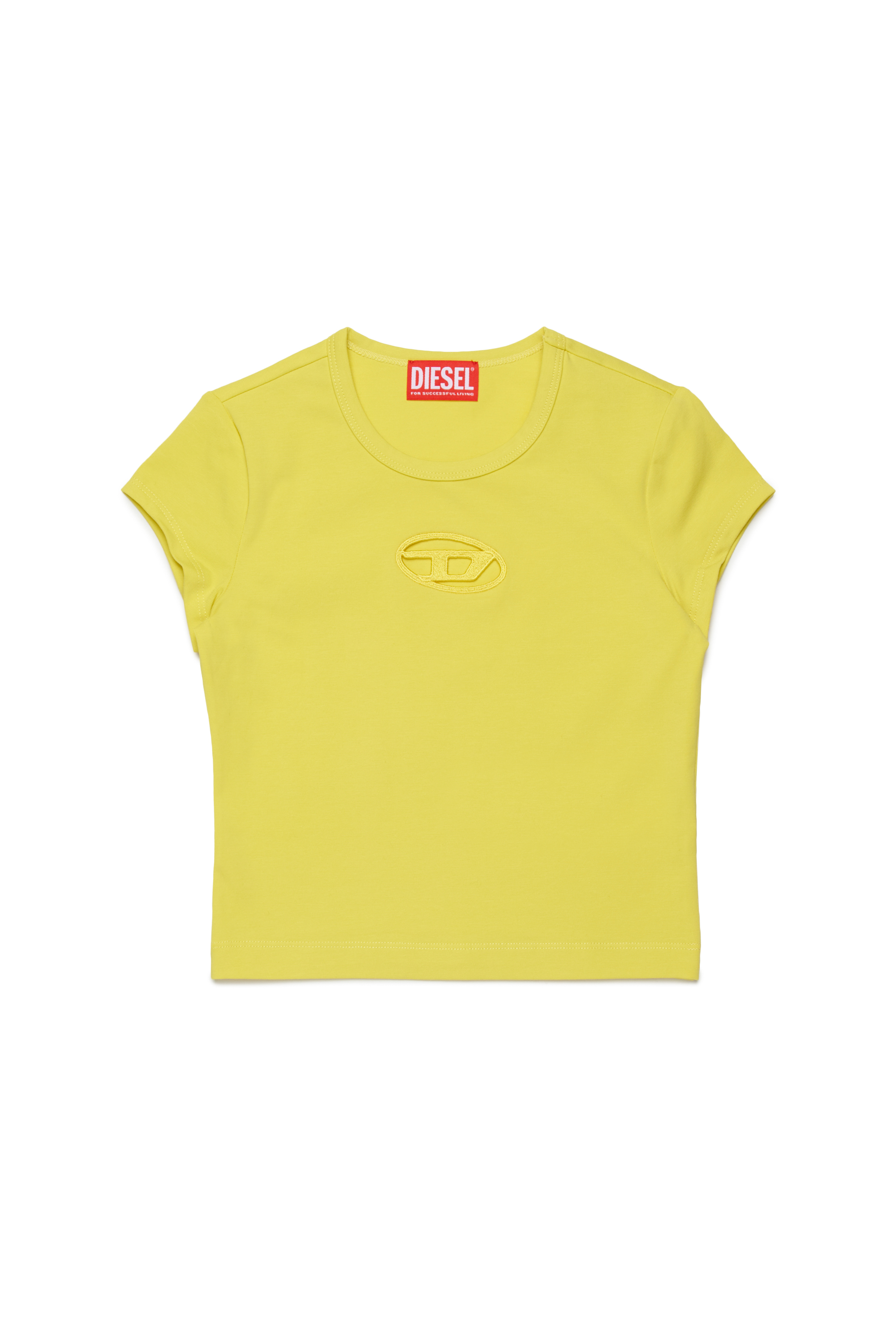 Diesel - TANGIE, Female's T-shirt with cut-out Oval D logo in イエロー - 1