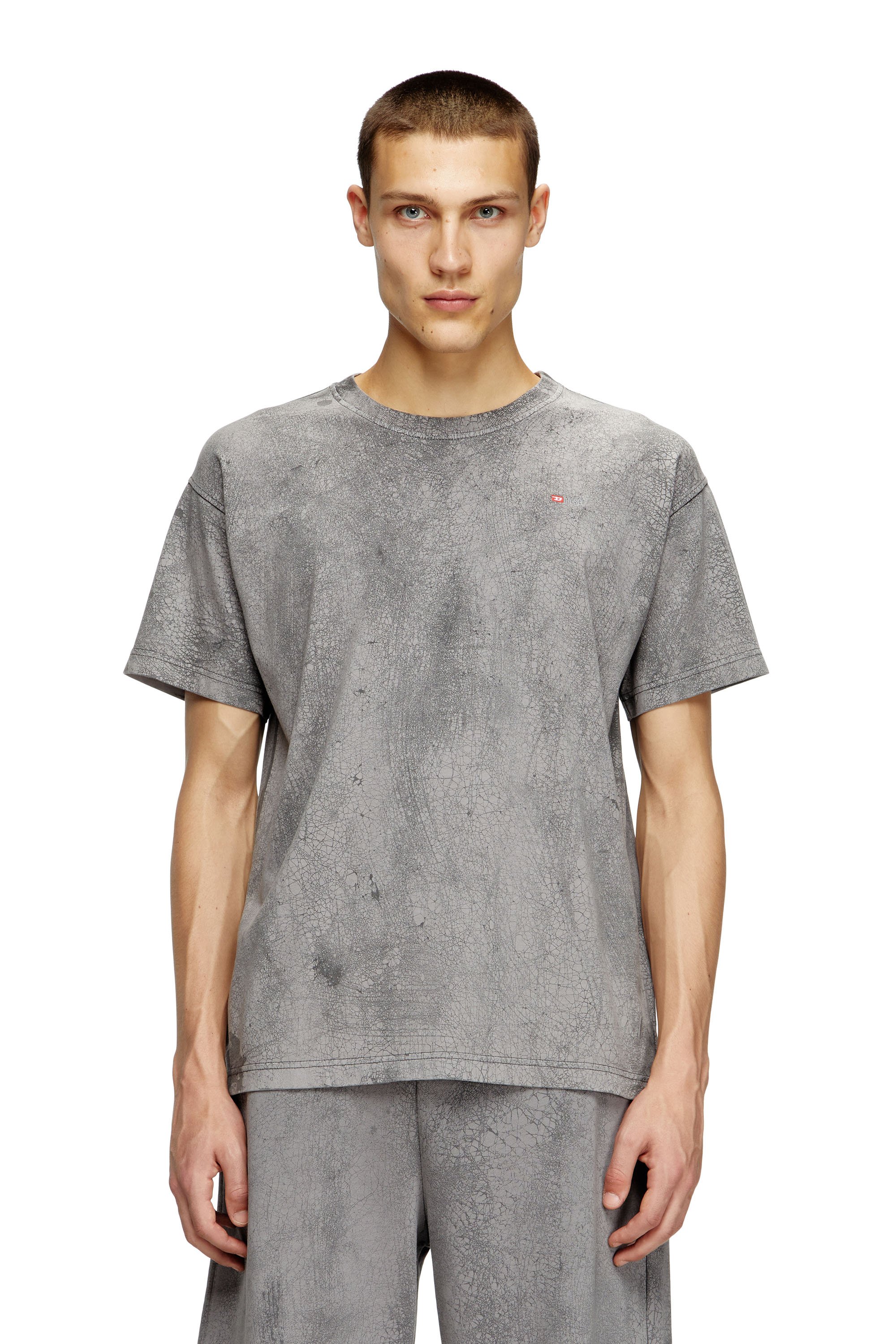 Diesel - T-NORM-T8, Male's T-shirt in waxed jersey in グレー - 1