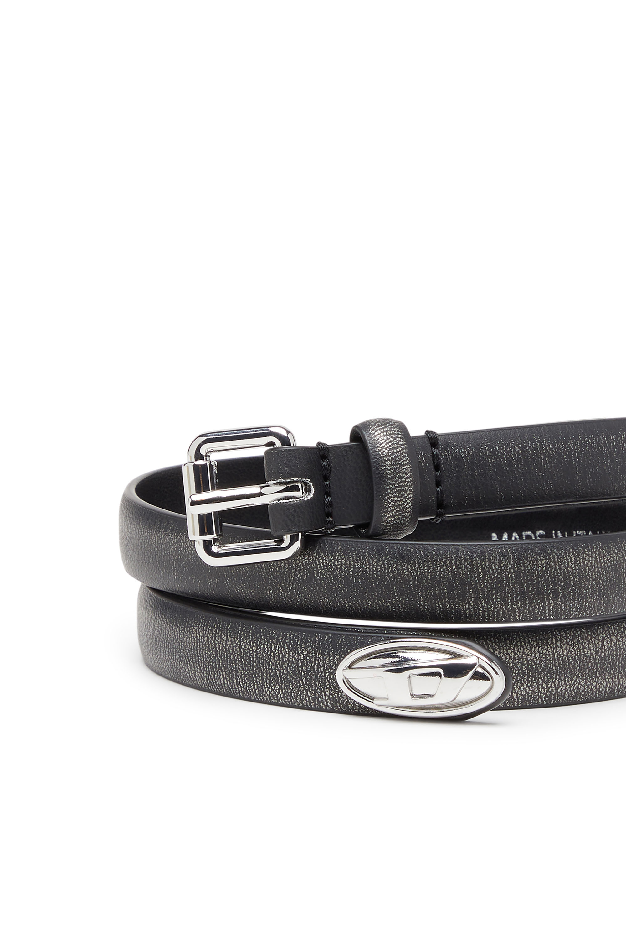 Diesel - B-DD-TIP, Female's 1.4cm belt with slim buckle in ブラック/シルバー - 3