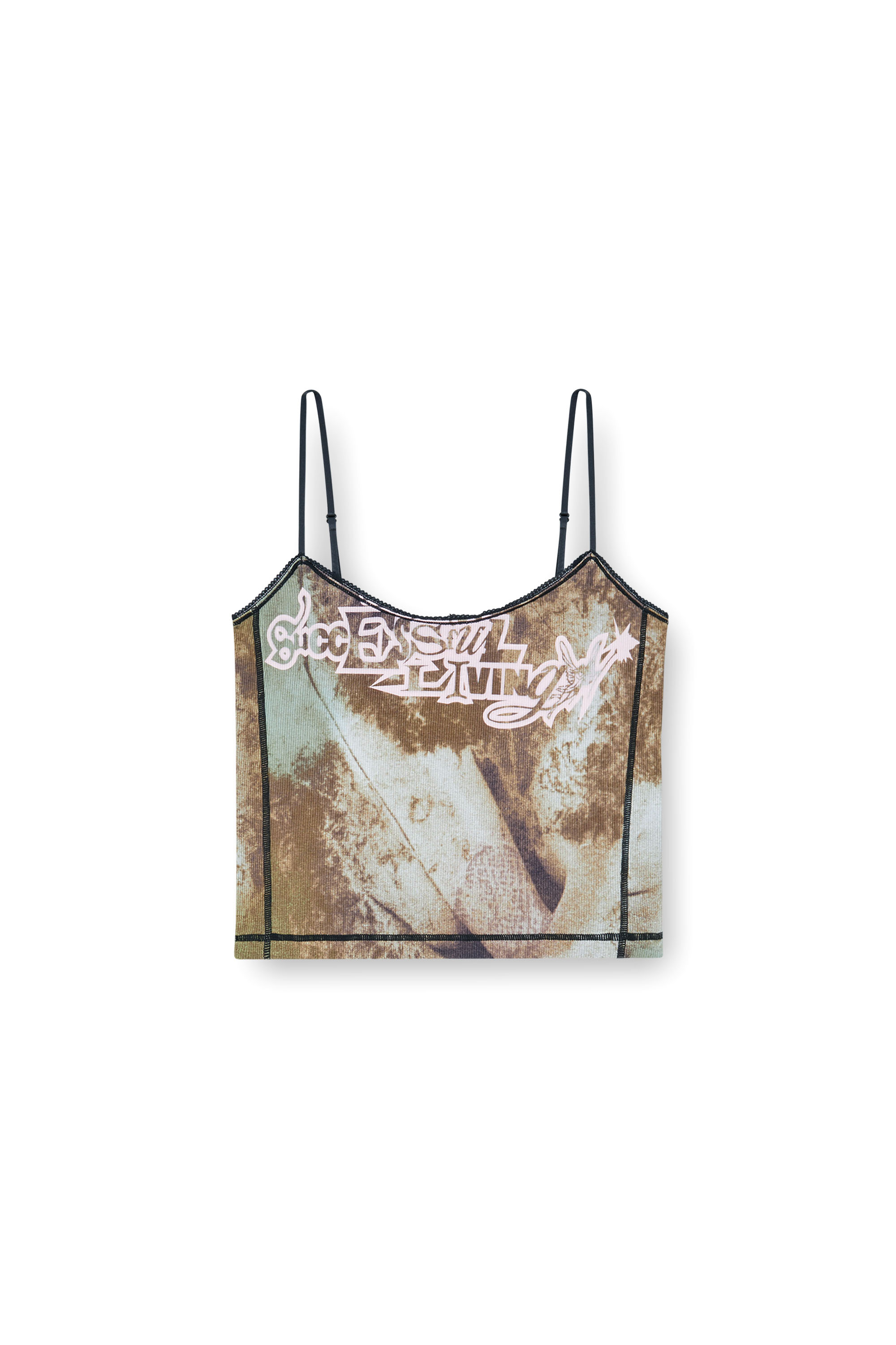Diesel - T-UCA, Female's Jersey top with all-over abstract print in ミリタリーグリーン - 2