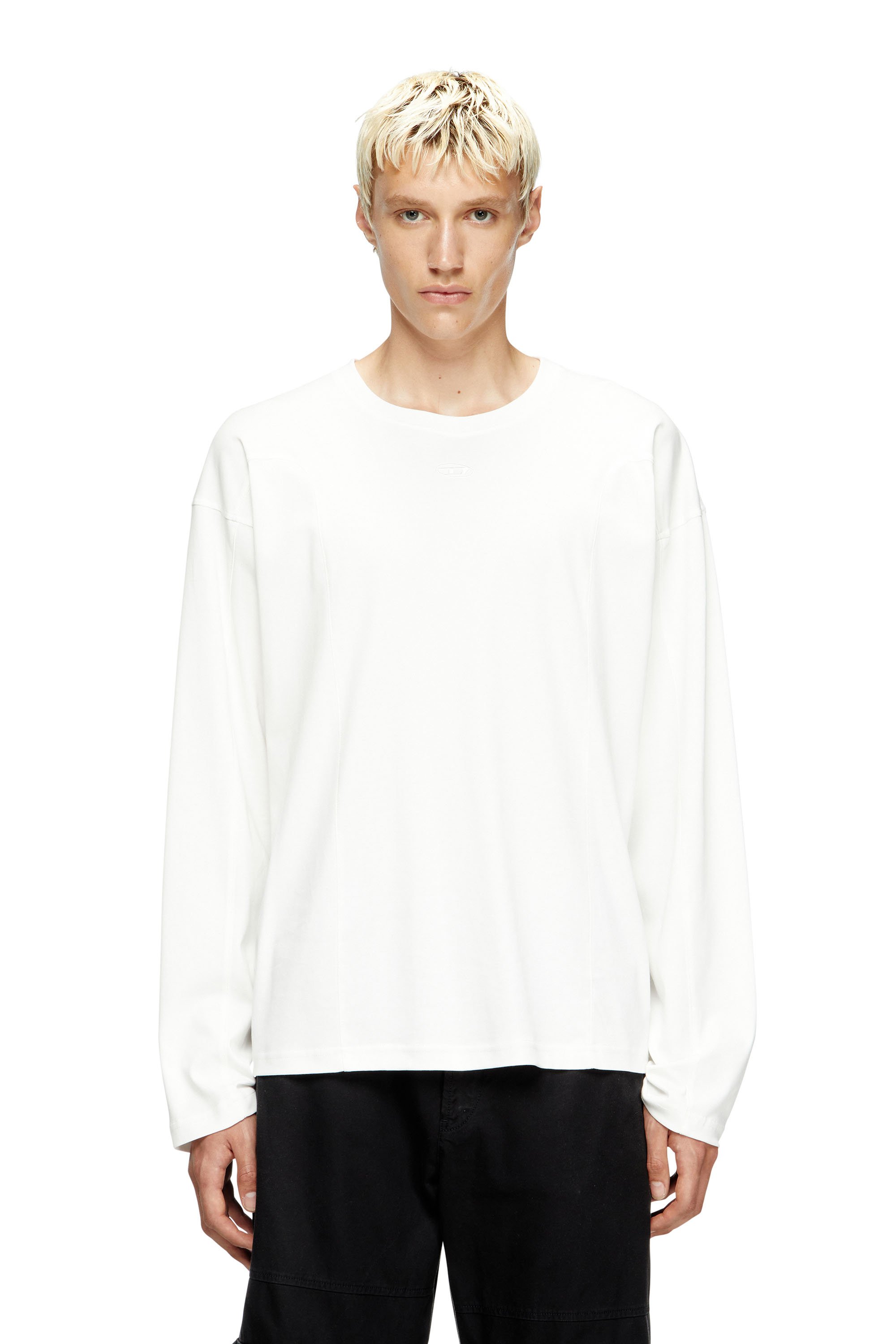 Diesel - T-BOXT-LS-INT, Male's Long-sleeve T-shirt with panels in ホワイト - 1