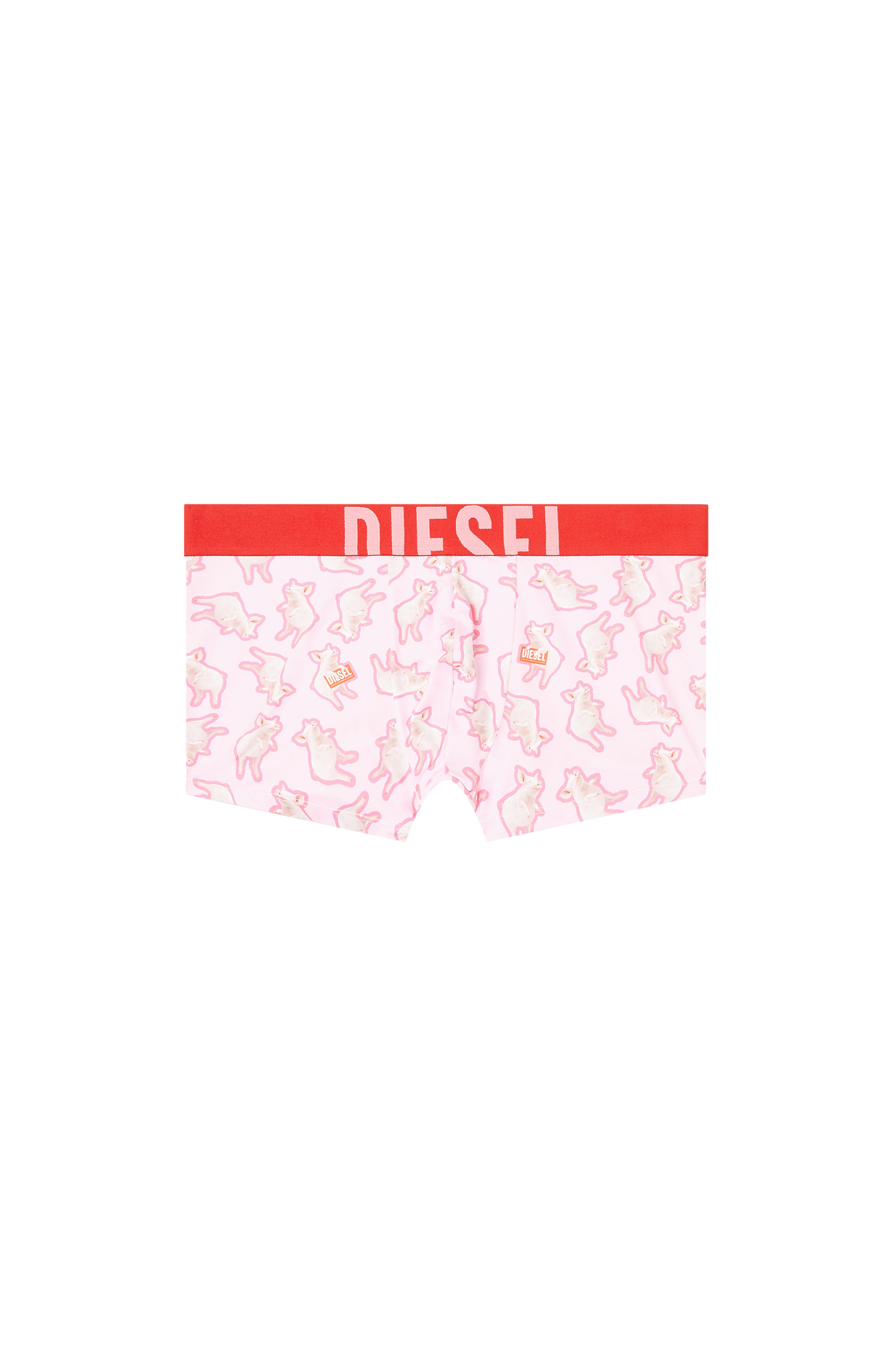 Diesel - DAMIEN-D-POP-40, Male's Herren-Boxershorts mit durchgehendem Animal-Print für einen verspielten Akzent. Abgeschlossen mit einem 4 cm breiten elastischen Jacquard-Bund, der mit einem auffälligen Diesel-Logo versehen ist. Die weiche Strickkonstruktion bietet Bewegungsfreiheit und einen stützenden Sitz. in ピンク / ホワイト - 2