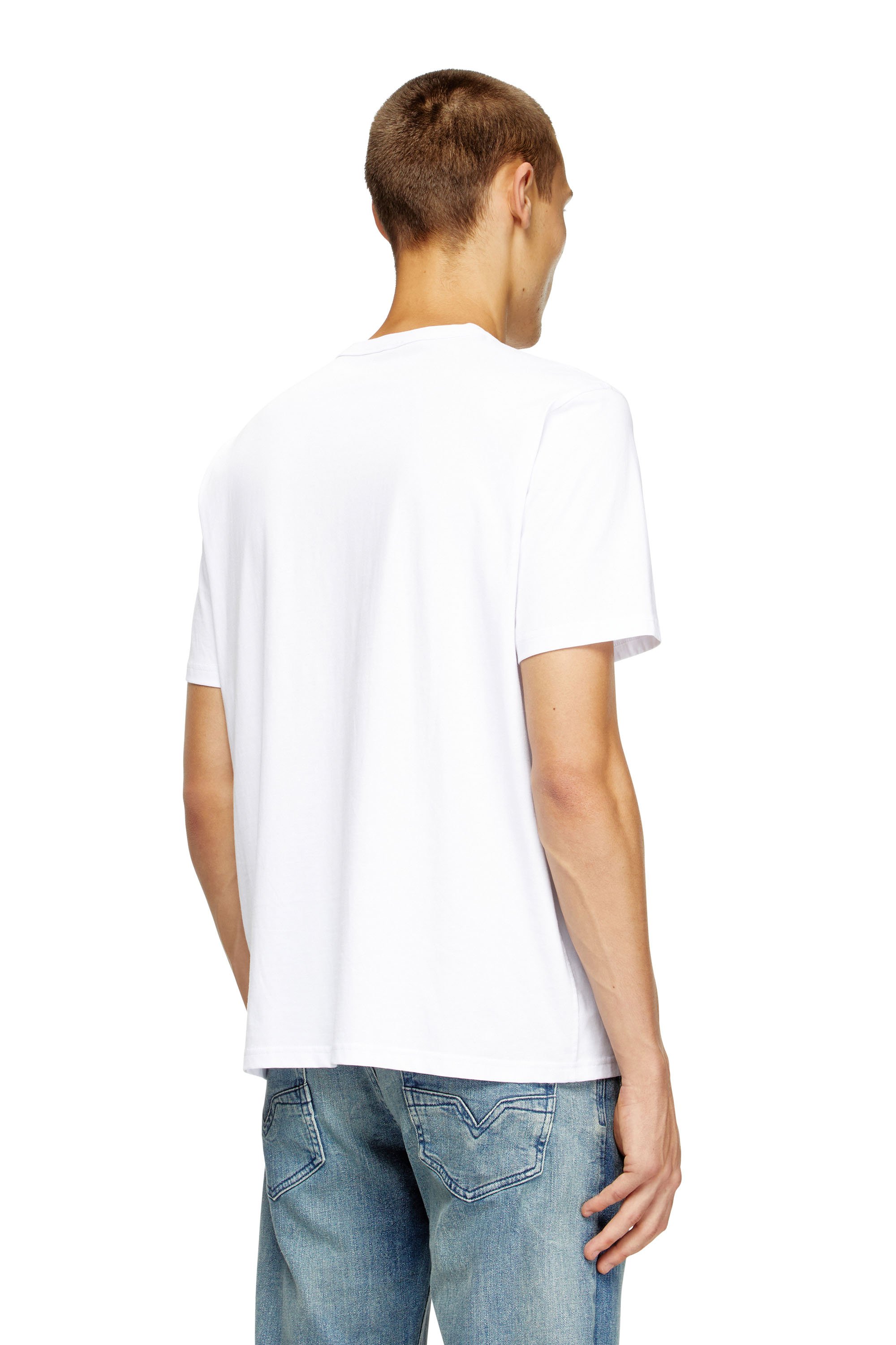 Diesel - T-ADJUST-MICRODIV, Unisex's T-shirt with micro-embroidered logo in ホワイト - 2