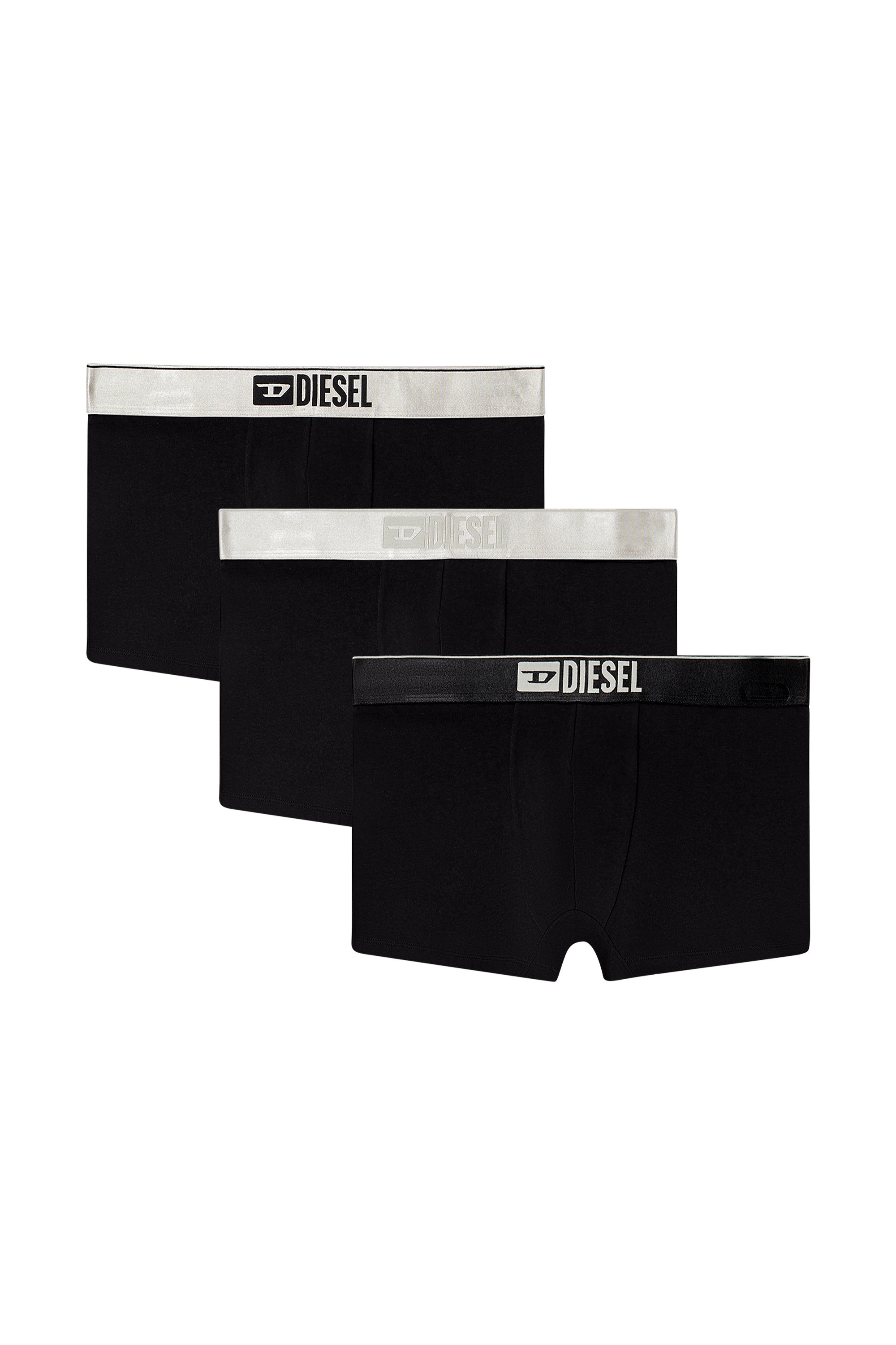 Diesel - DAMIEN-GFT-3PACK, Male's Herren-Boxershorts aus weicher Baumwolle mit Elasthan für zusätzlichen Stretch. Mit elastischem Bund und kleinem Diesel-Logo. Im praktischen Dreier-Set erhältlich. in ブラック - 1