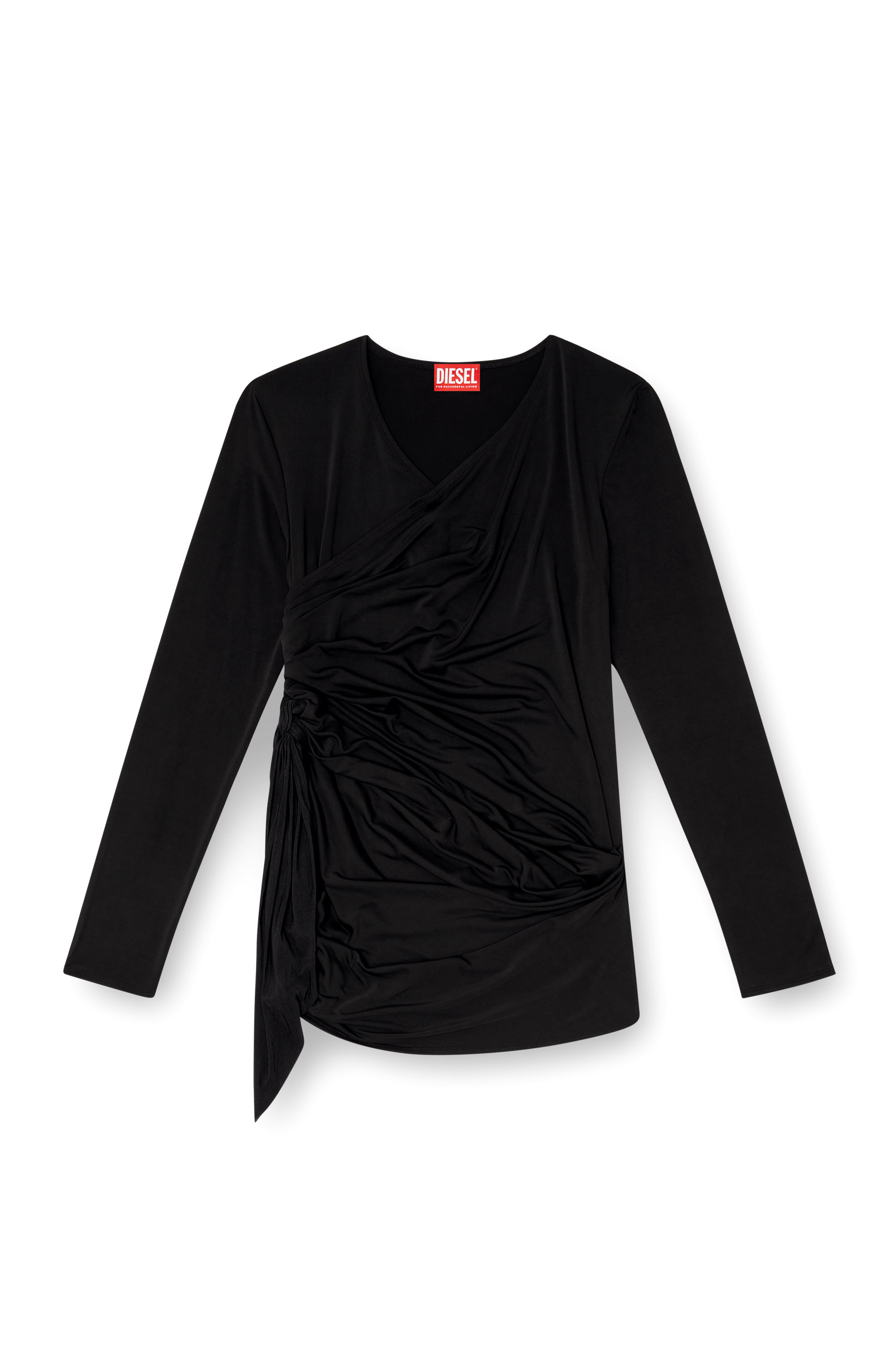 Diesel - T-CRISSY-PLAIN, Unisex's Draped top in fluid jersey in ブラック - 3