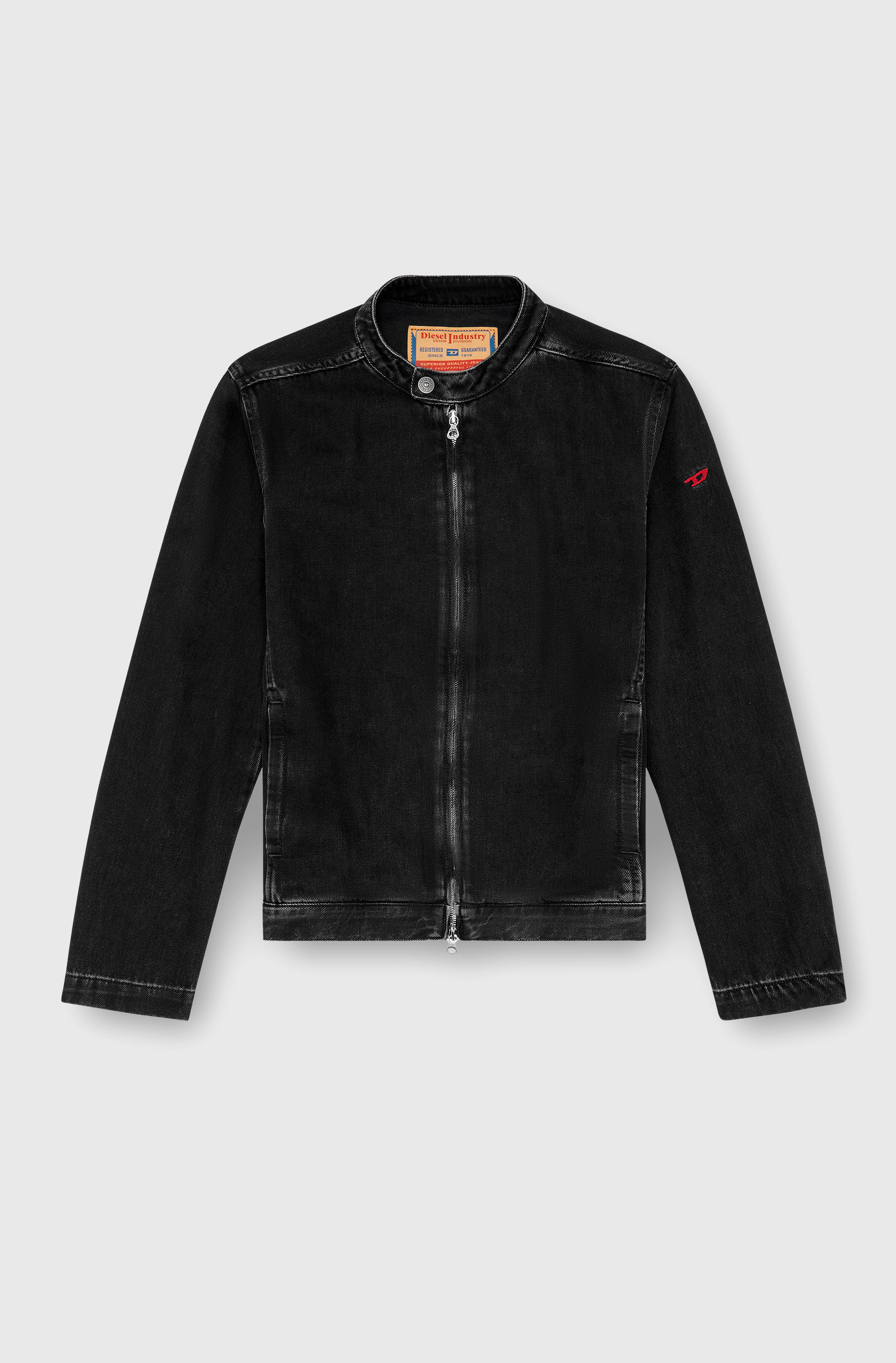 Diesel - D-GLORY, Male's Moto jacket in clean-wash denim in ブラック - 2