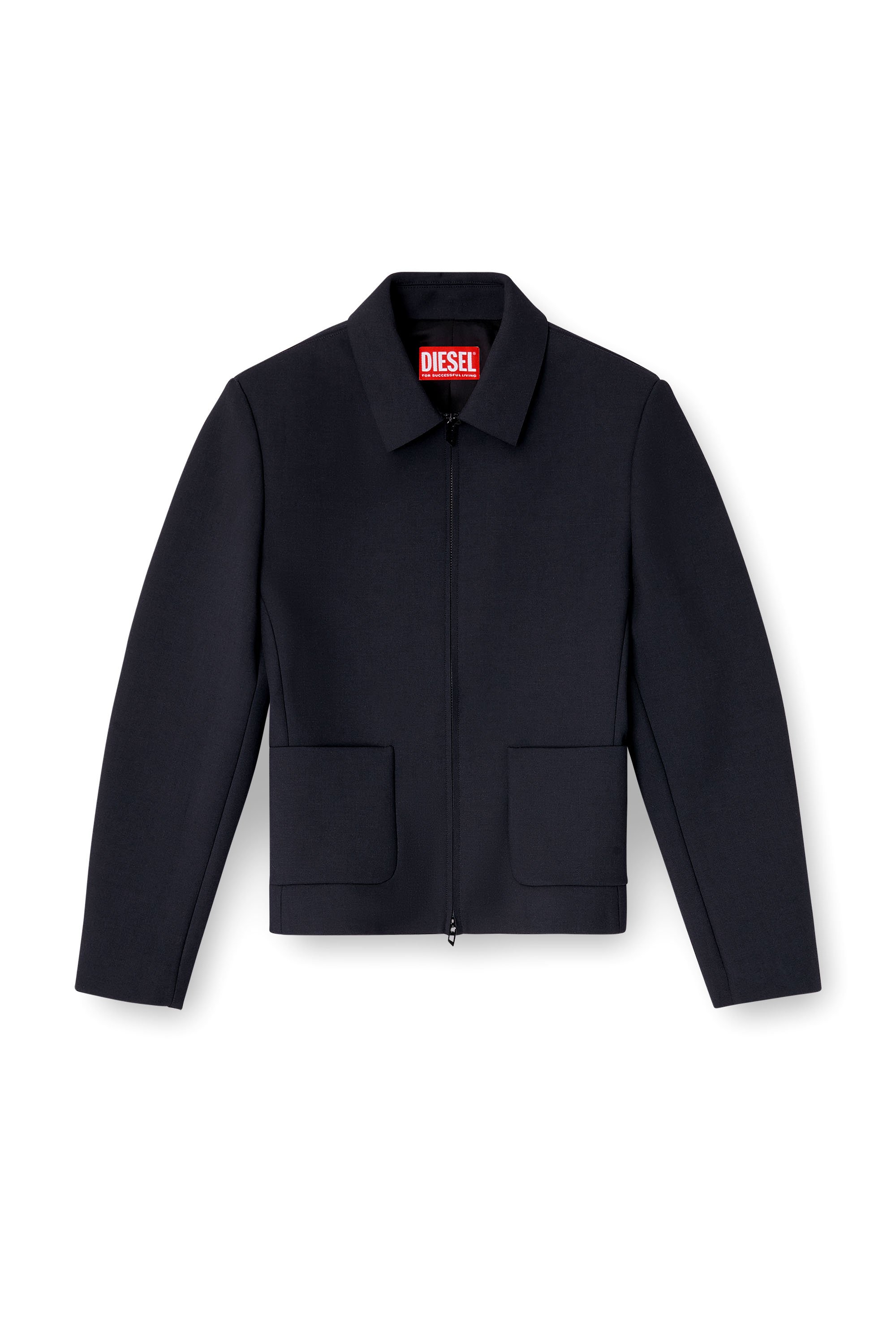 Diesel - G-CESARA-BOND, Female's Collared jacket in neoprene-bonded fabric in ダークブルー - 3