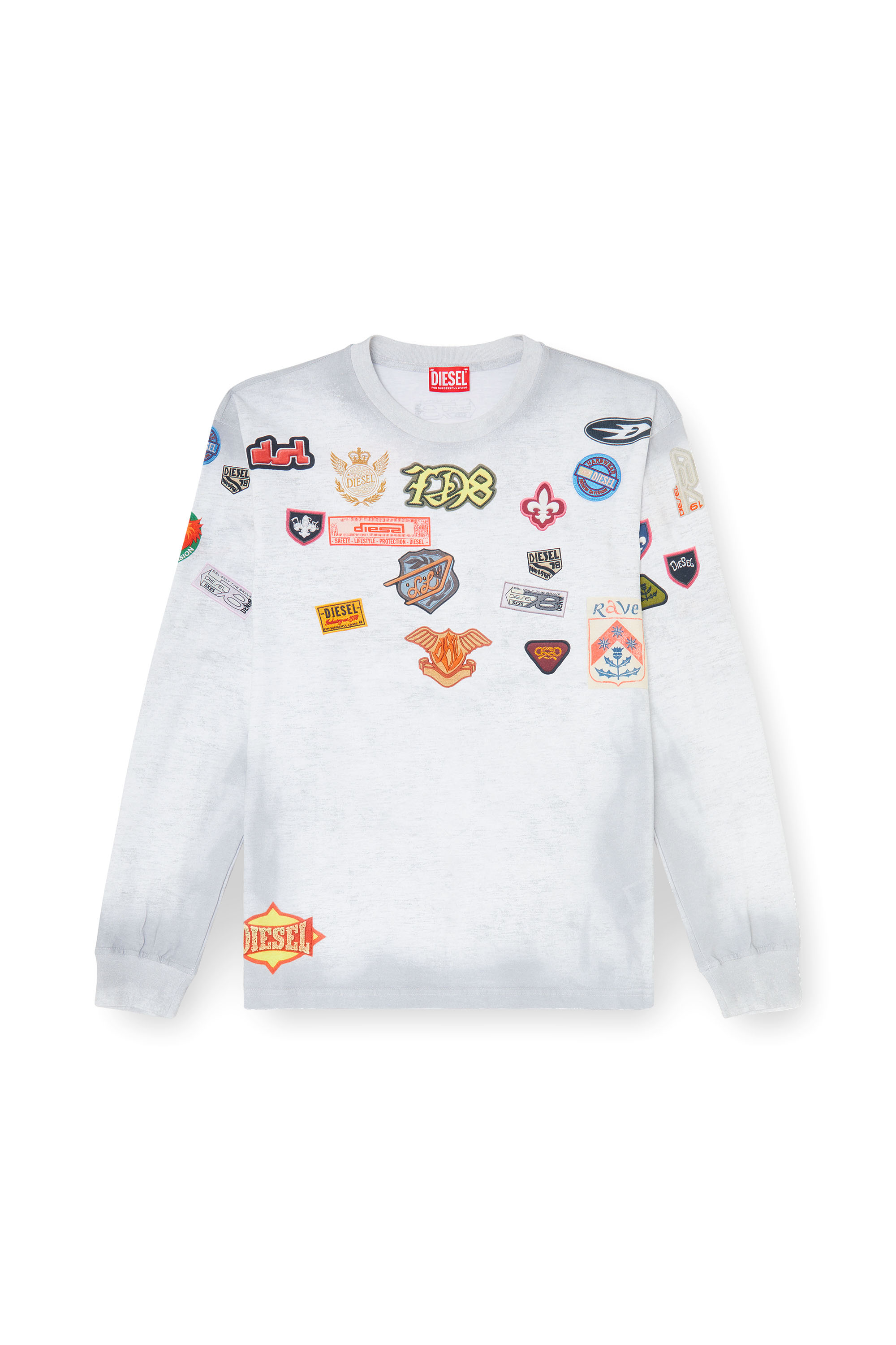 Diesel - T-NORME-LS-PATCHES, Male's 長袖Tシャツ in ホワイト - 2