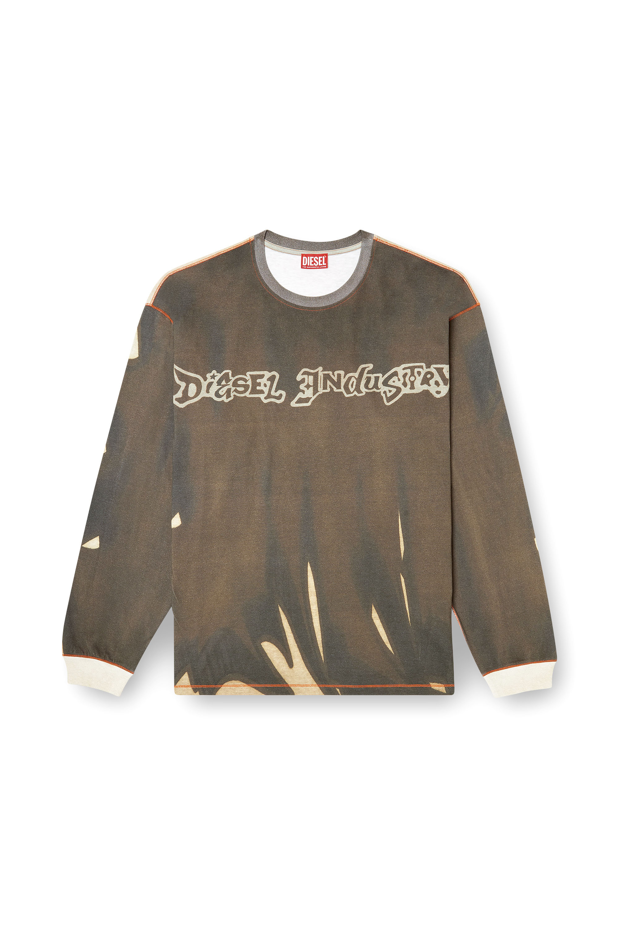 Diesel - T-BOXT-LS-SHOW-V2, Male's Long-sleeve top with graffiti print in ベージュ/ブラウン - 2