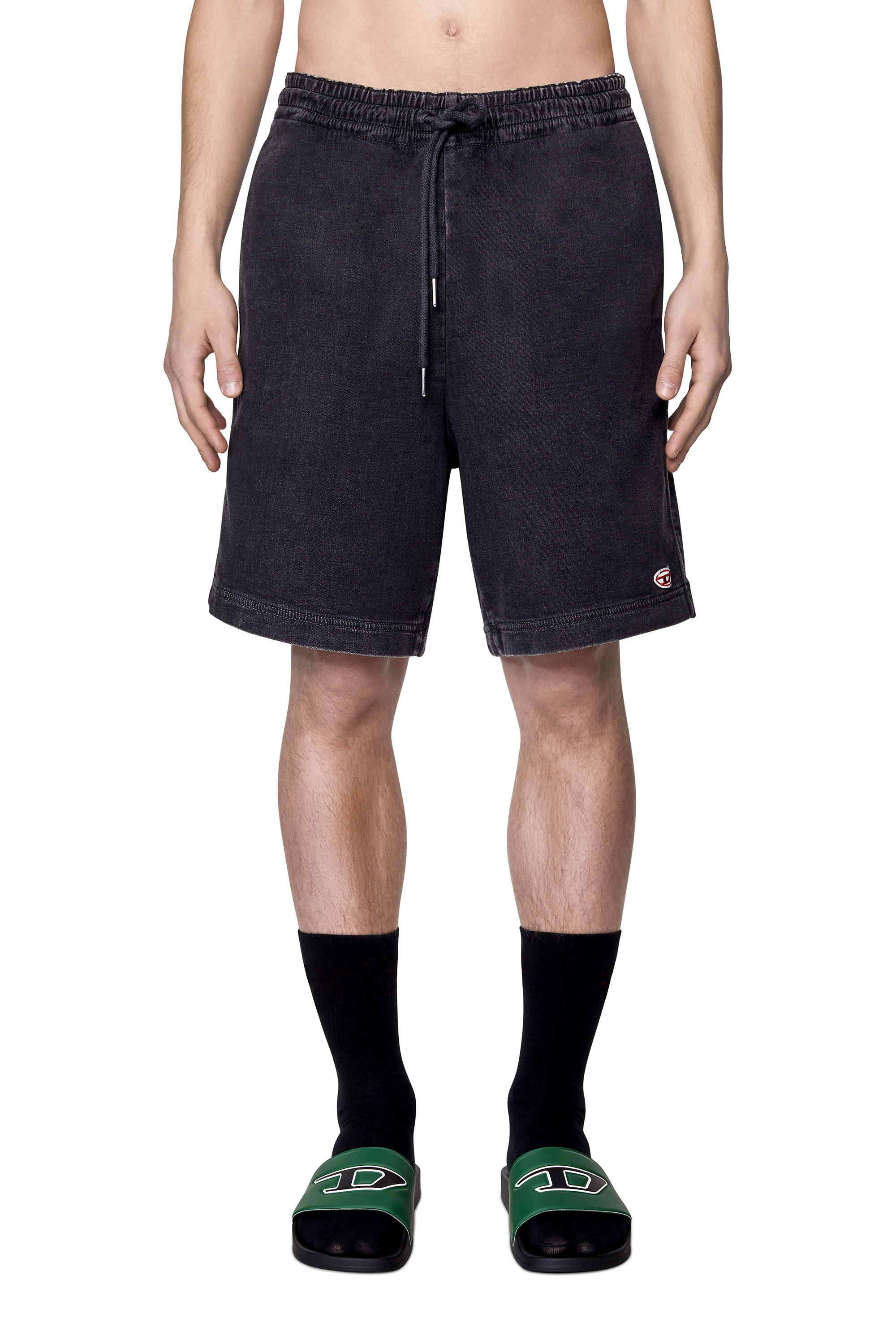 Diesel - D-BOXY TRACK DENIM SHORTS, ブラック/ダークグレー - Image 1