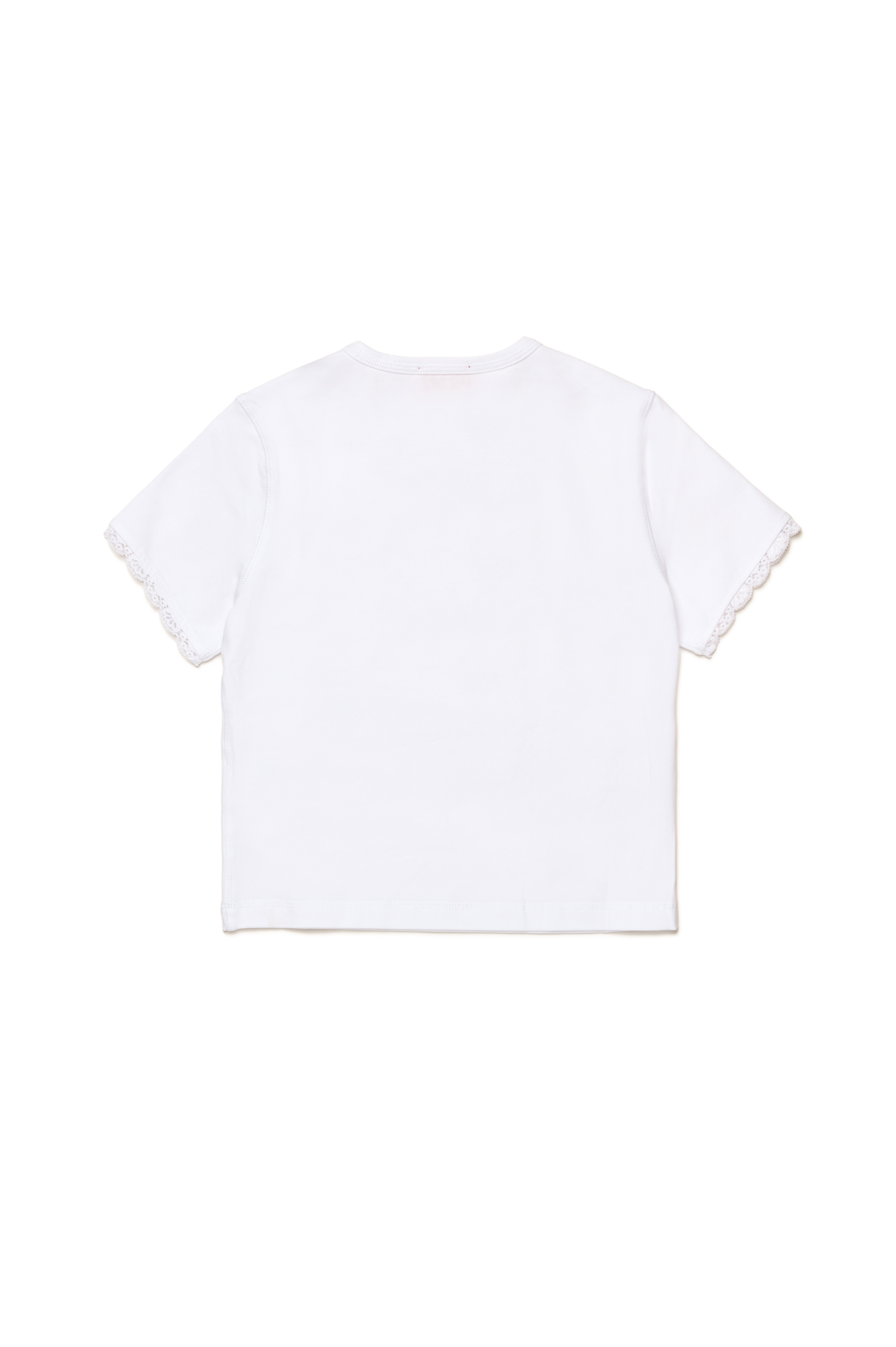 Diesel - TUNCUTIELACE, Female's T-shirt with lace sleeve trims in ホワイト - 2