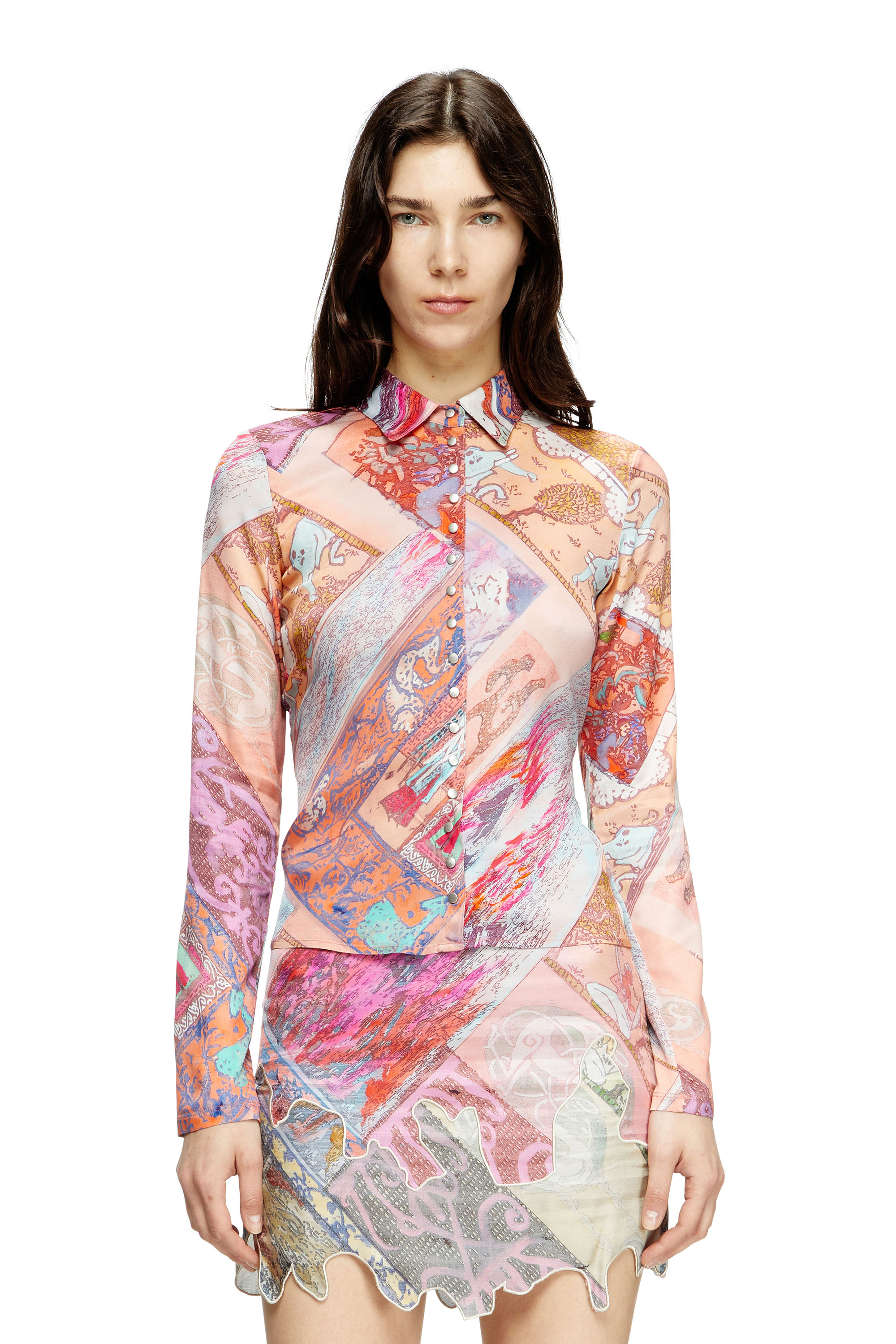 Diesel - C-AMELIA, Female's Stretch-viscose shirt with Heraldic print in null - 1