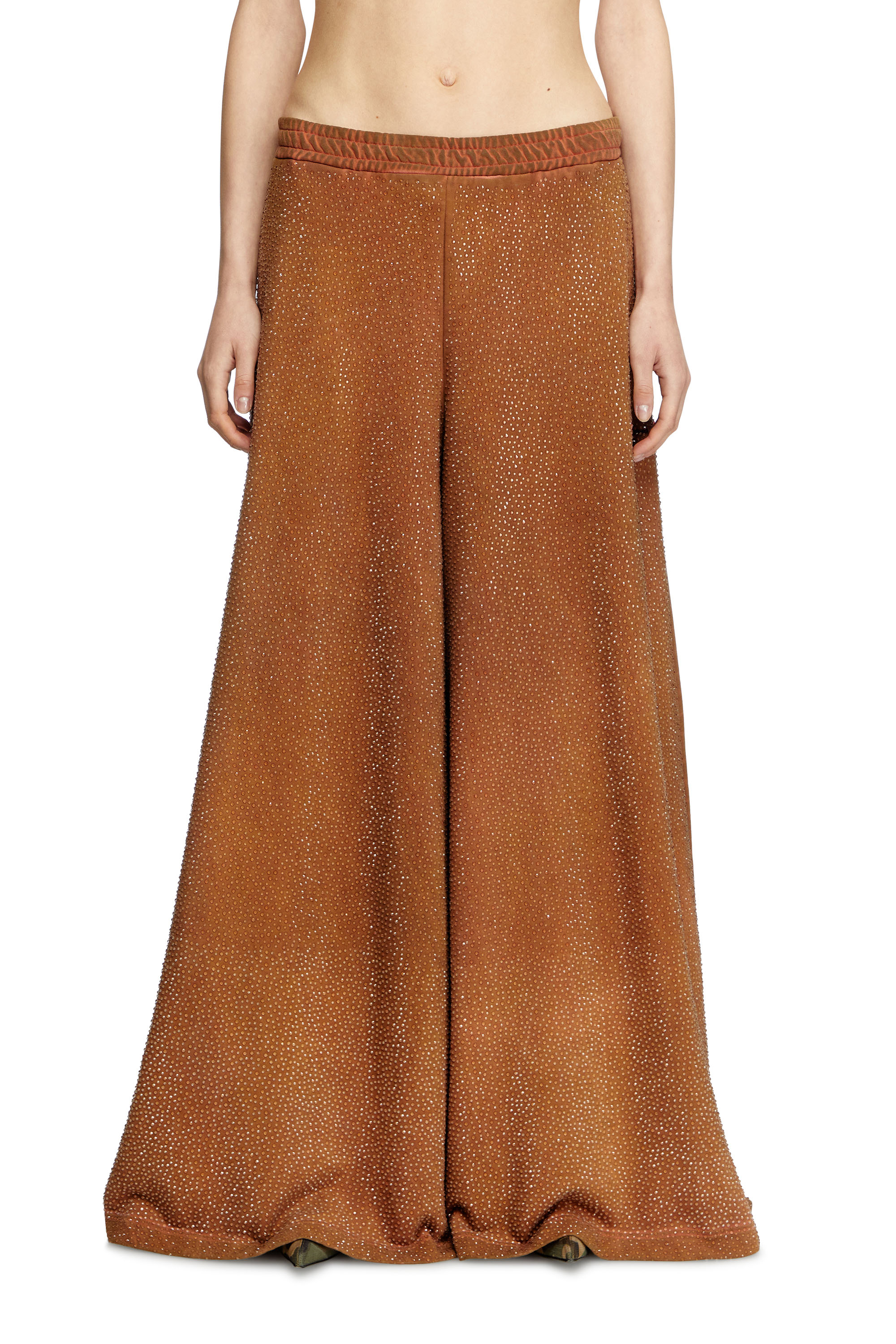 Diesel - P-DAM-LUX-DD, Unisex's Wide-leg sweatpants with crystals in ブラウン - 6