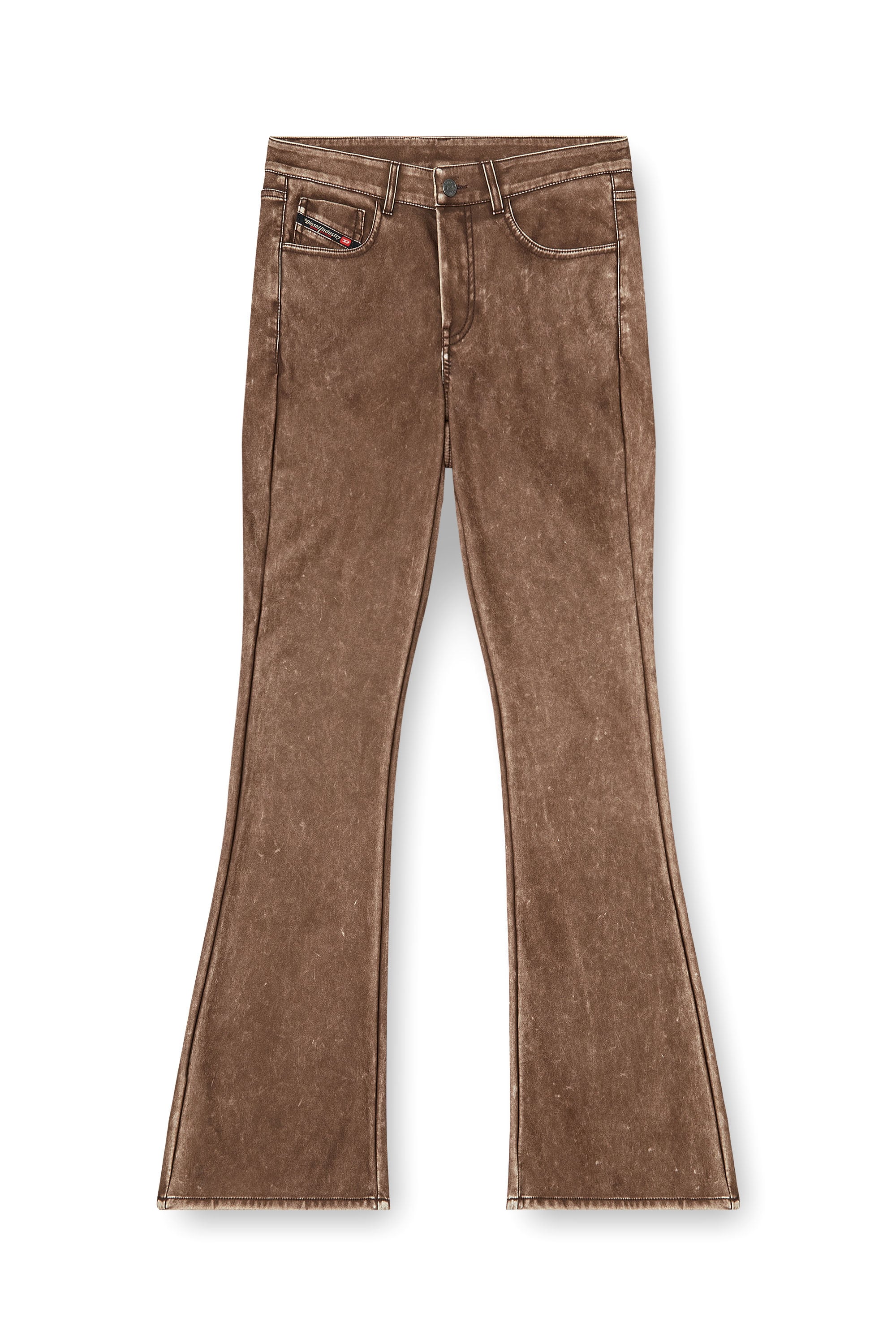 Diesel - P-STELLAR-S1, Female's Bootcut pants in treated coated fabric in ブラウン - 4