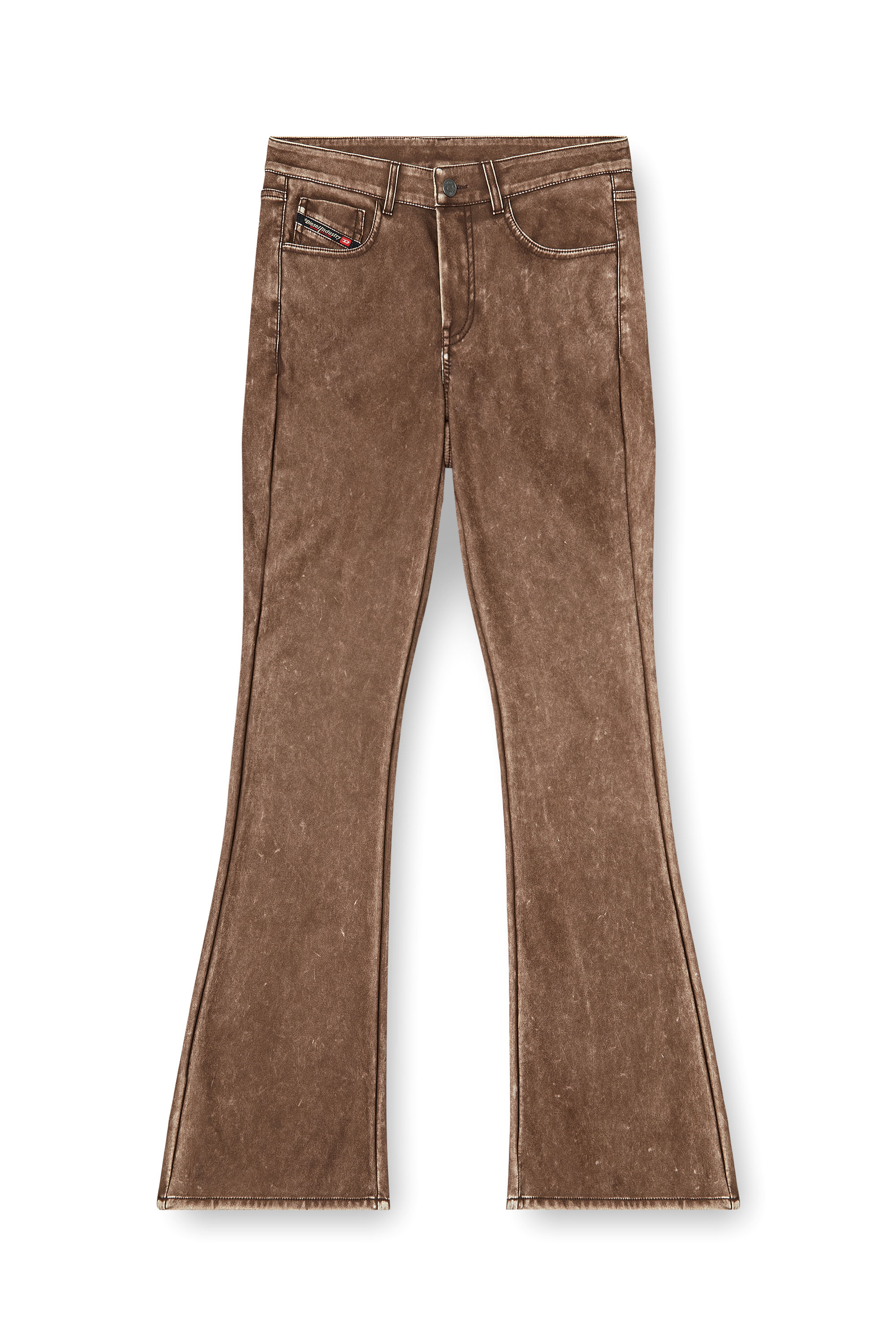 Diesel - P-STELLAR-S1, Female's Bootcut pants in treated coated fabric in ブラウン - 2