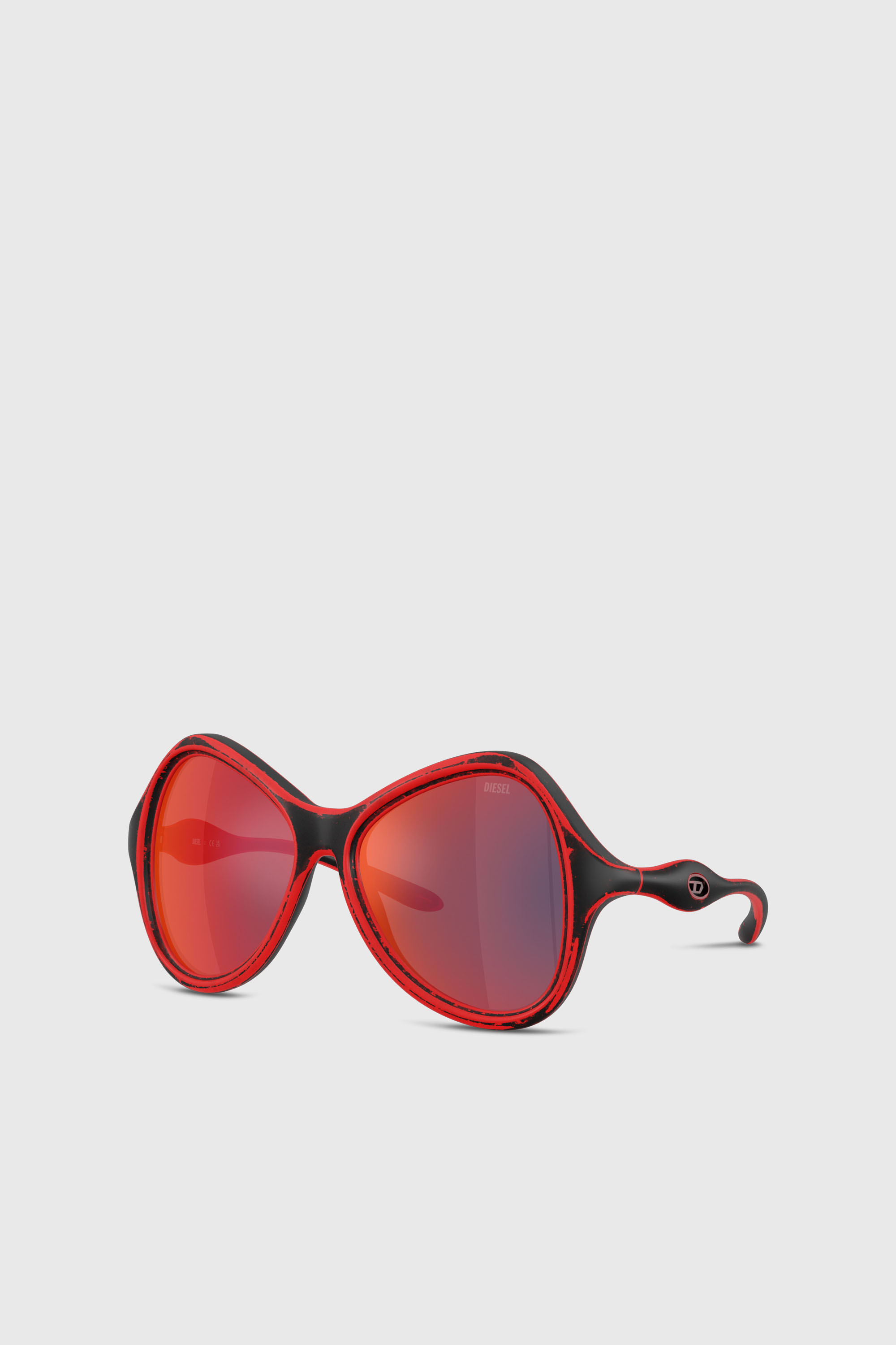 Diesel - 0DL3010U, Unisex's Cat-eye style sunglasses in ブラック/レッド - 4