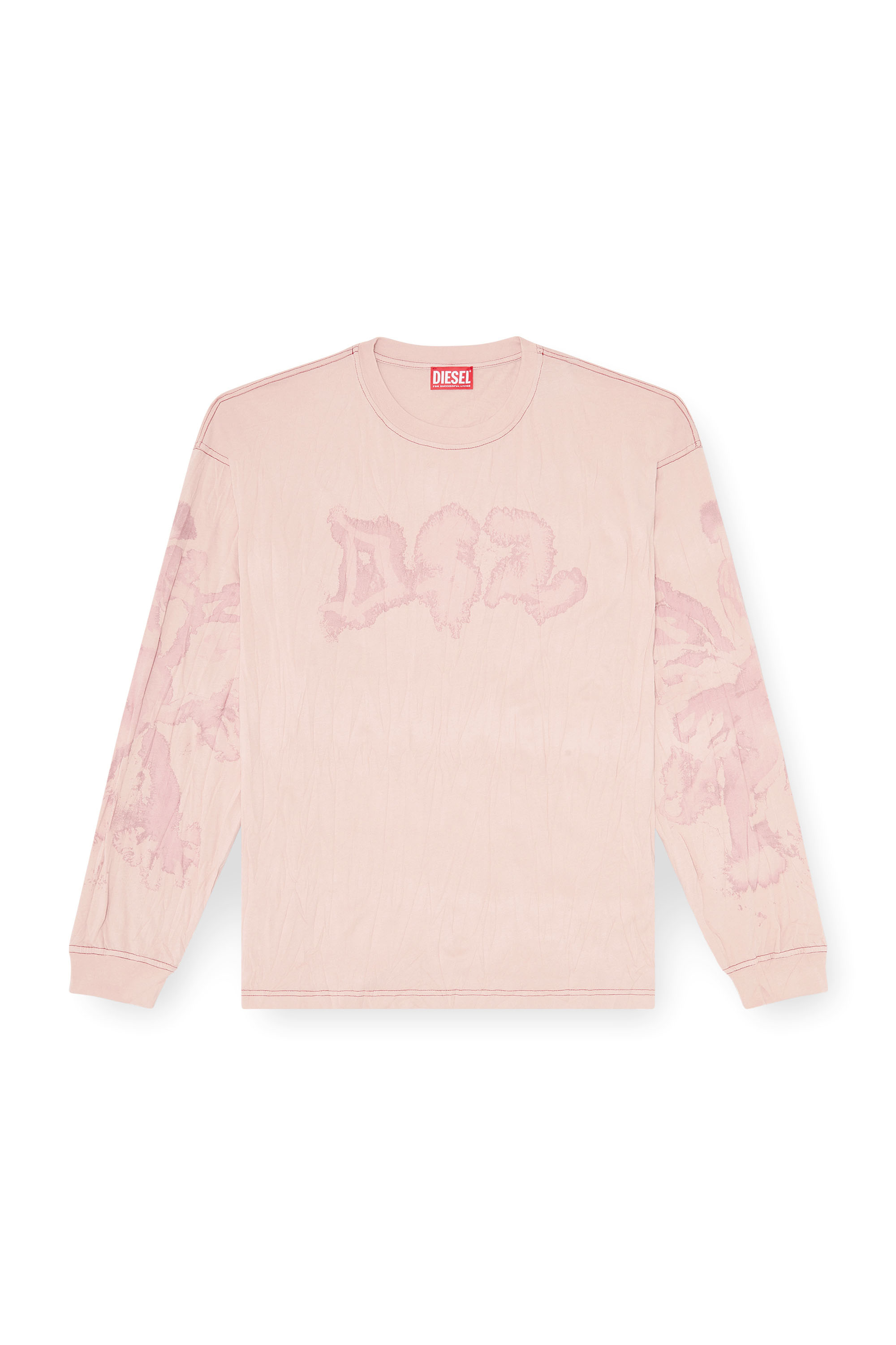 Diesel - T-BOXT-LS-AA4, Male's 長袖Tシャツ in ピンク / ホワイト - 2