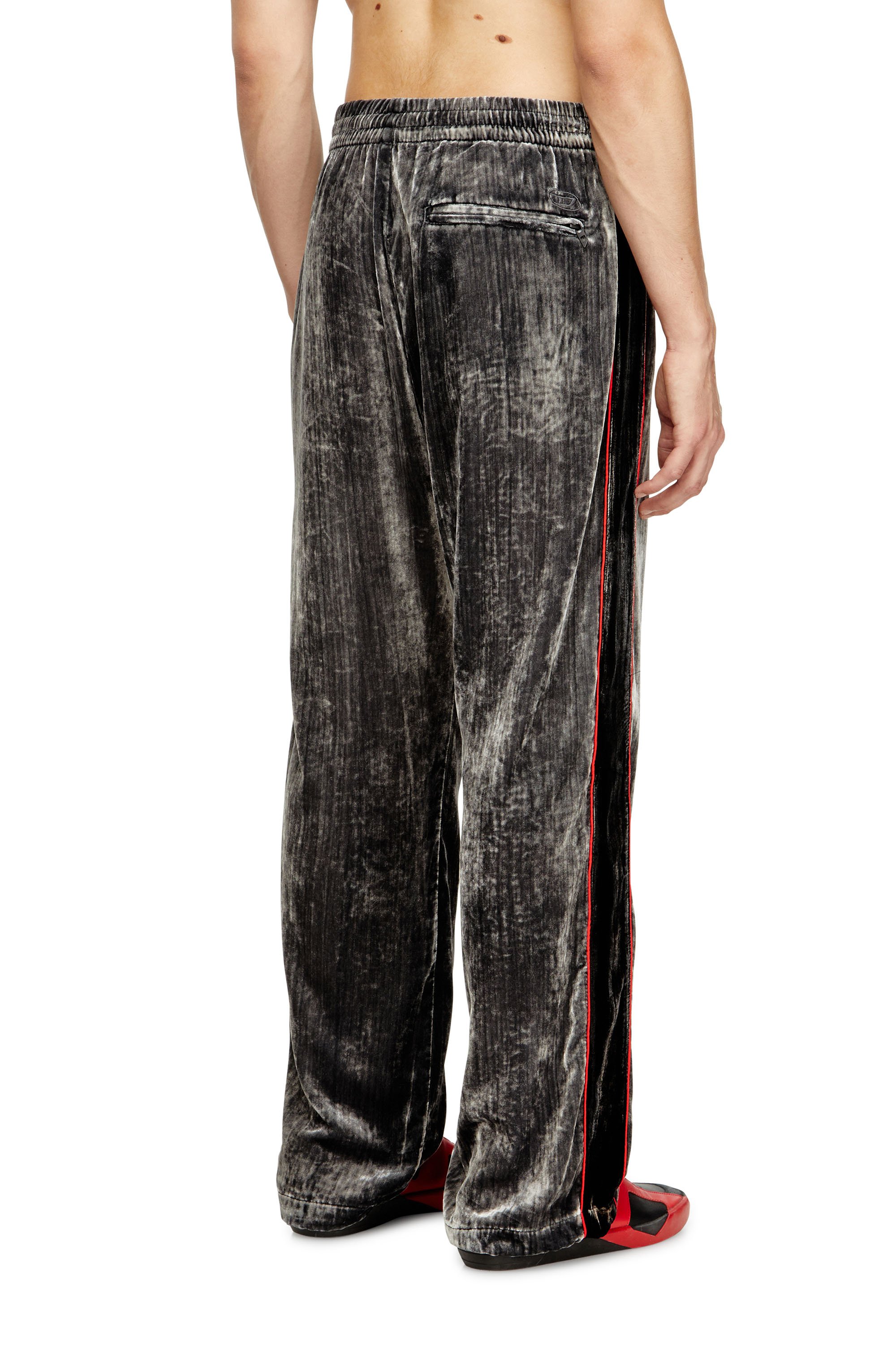 Diesel - P-HAY, Male's Track pants in treated velvet in ダークグレー - 4