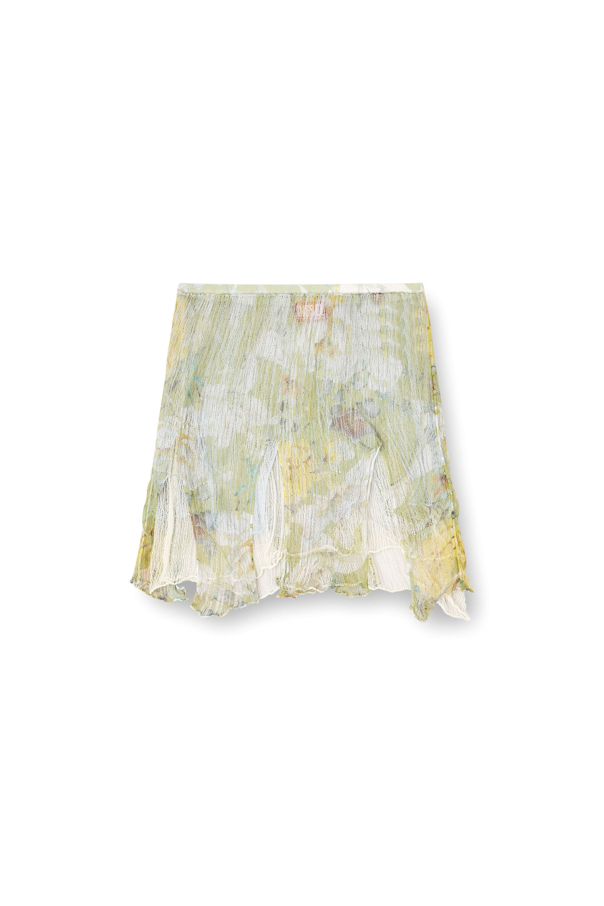 Diesel - M-ATREIUS, Female's Floral knitted skirt with distressing in グリーン/ホワイト - 3