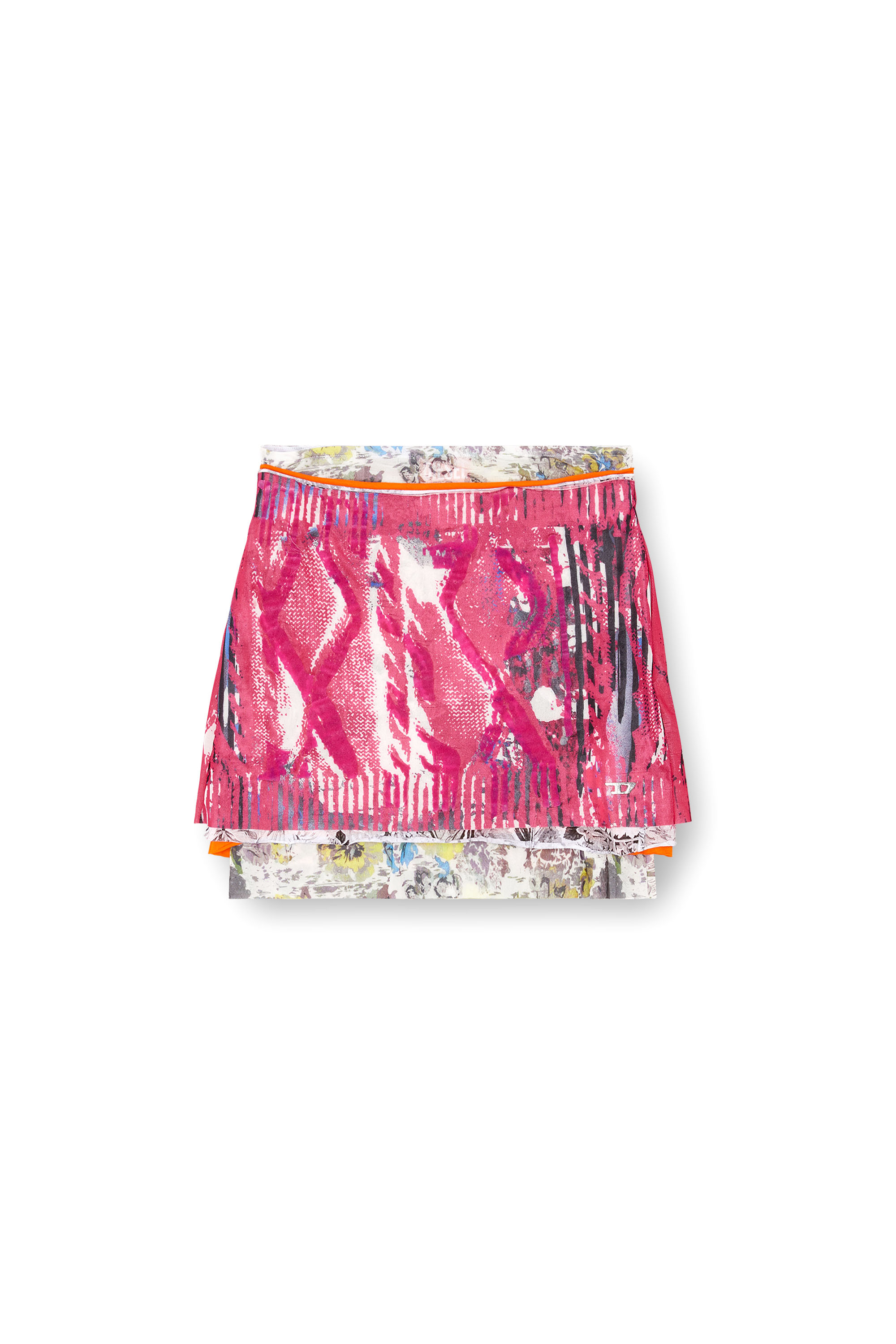 Diesel - O-PEONY, Female's Layered miniskirt with Peony pop print in ピンク / ホワイト - 3