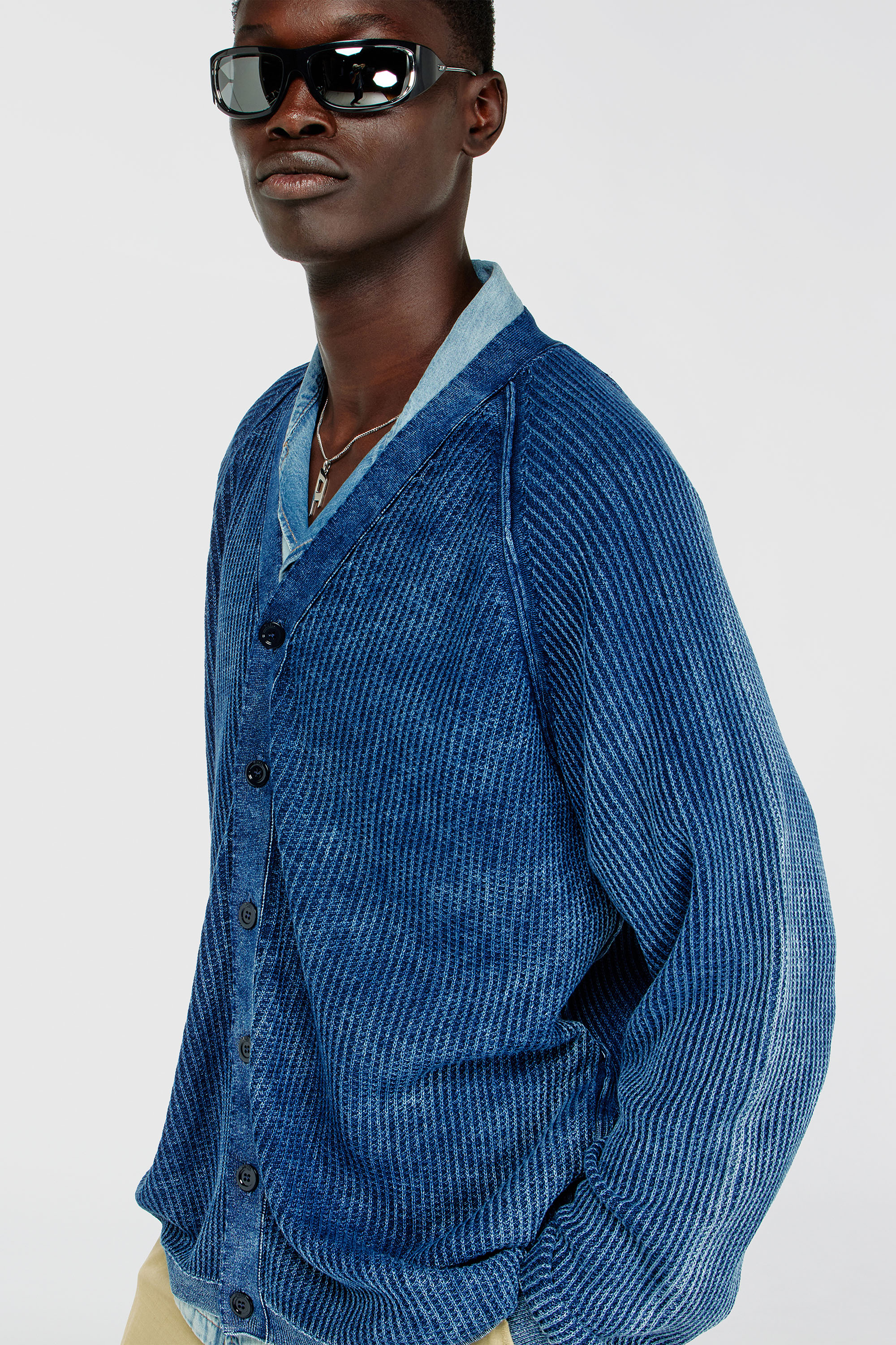 Diesel - K-SCIMI, Male's カーディガン in ミディアムブルー - 4
