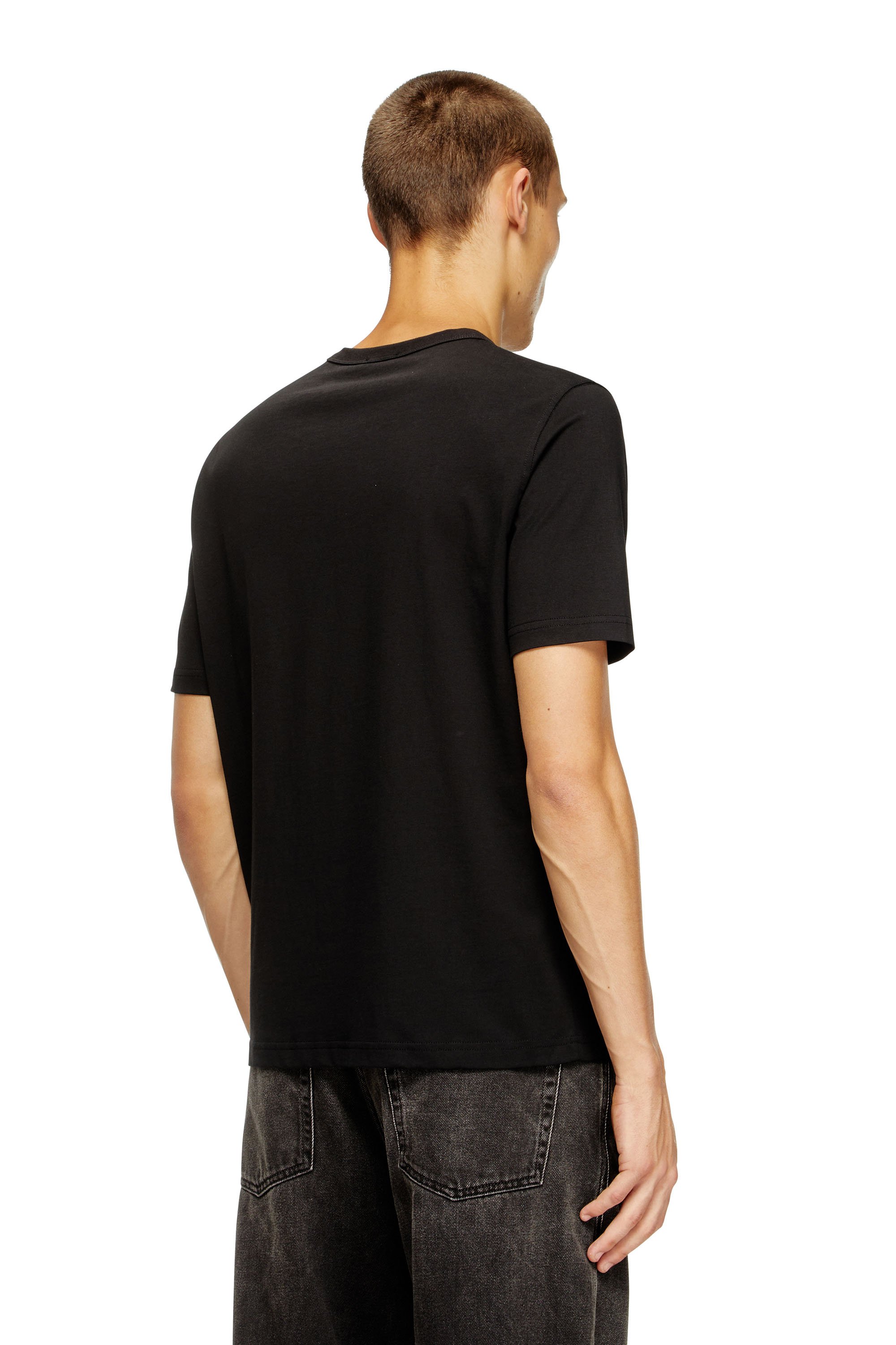 Diesel - T-ADJUST-MICRODIV, Unisex's T-shirt with micro-embroidered logo in ブラック - 4