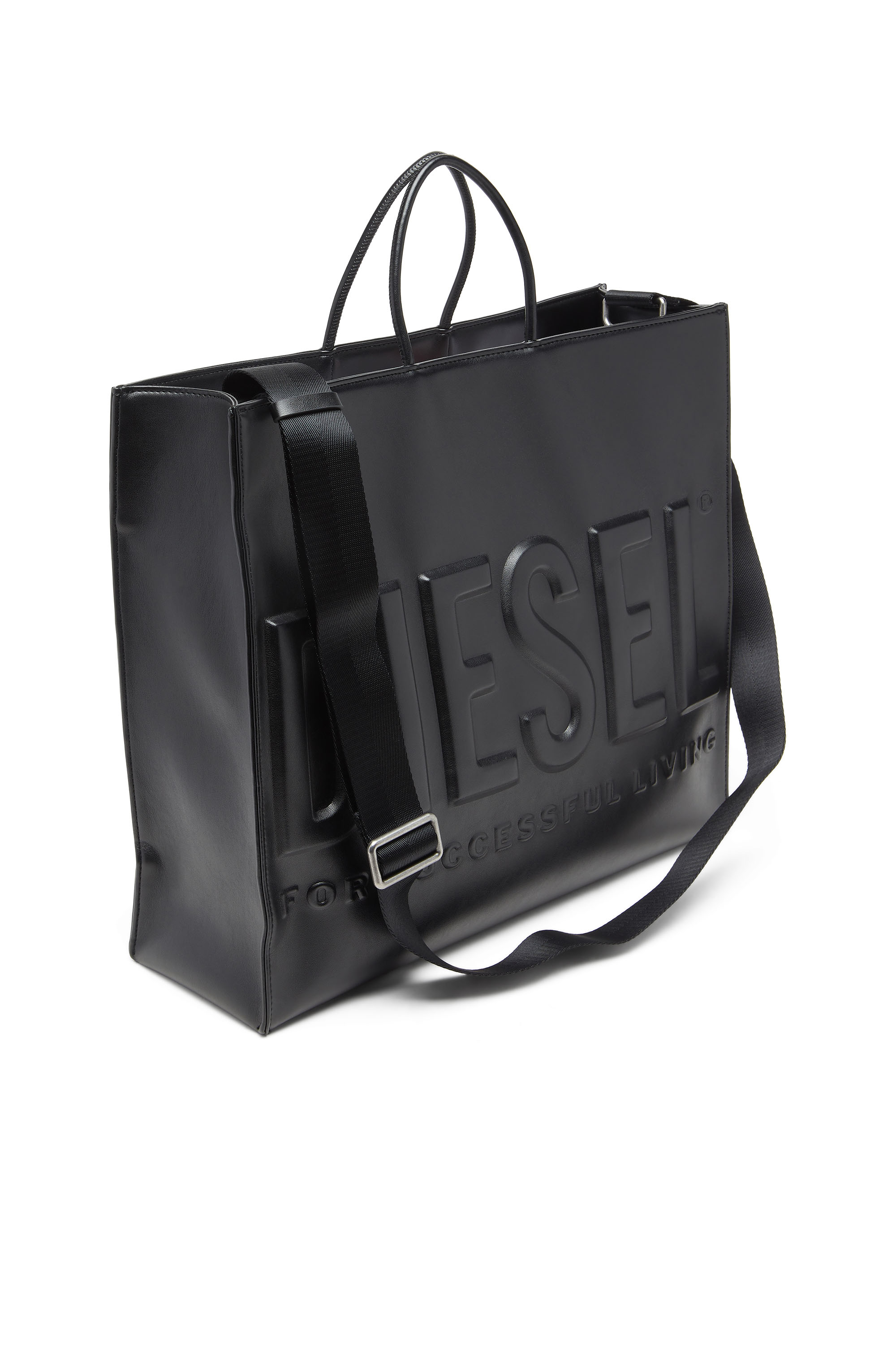 Diesel - DSL 3D SHOPPER EW X, Unisex's Dsl 3D-Shopping bag in soft PU with an embossed logo in ブラック - 5