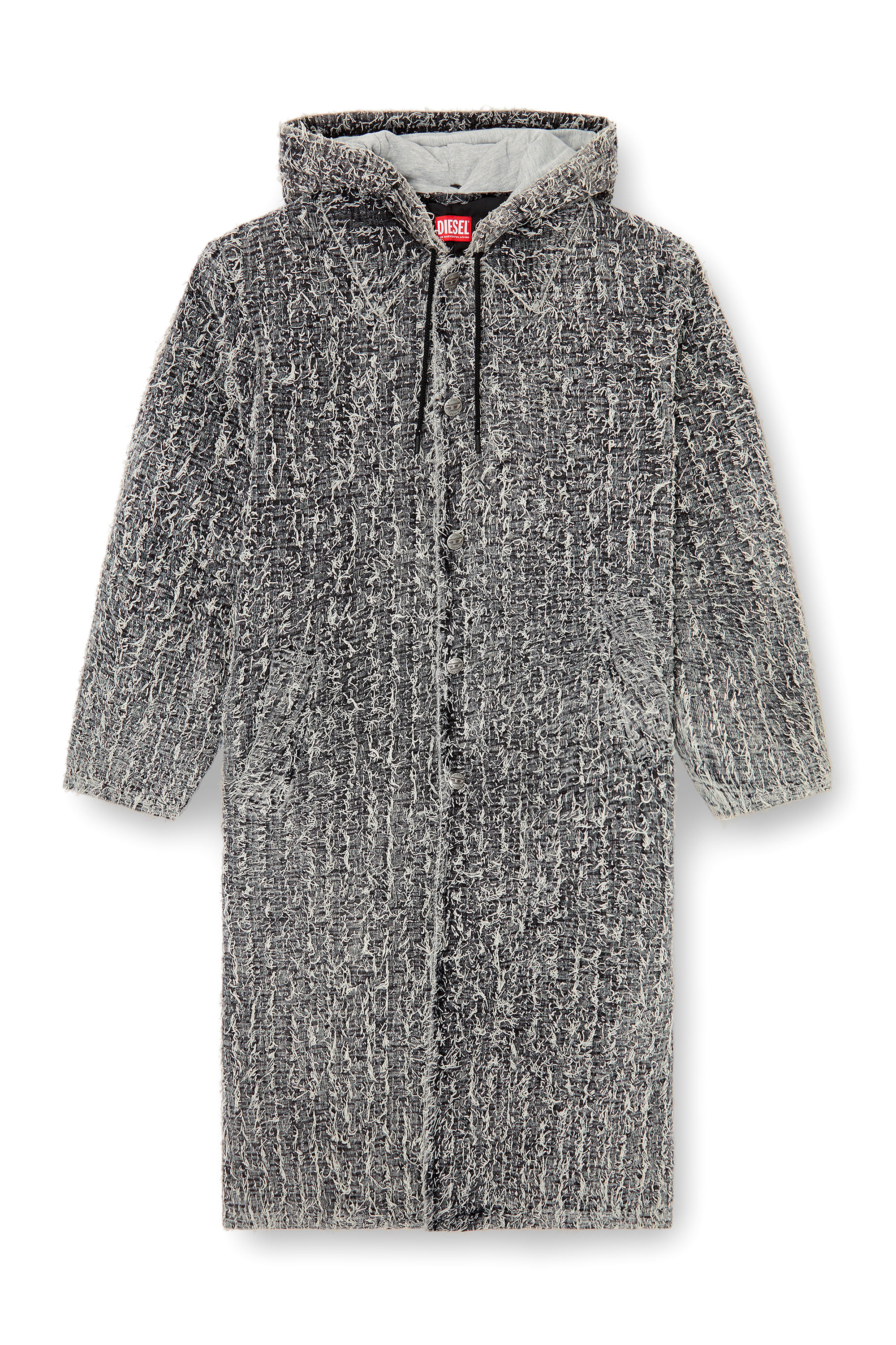Diesel - D-JACK-S, Unisex's Hooded coat in bouclé denim in ブラック - 4