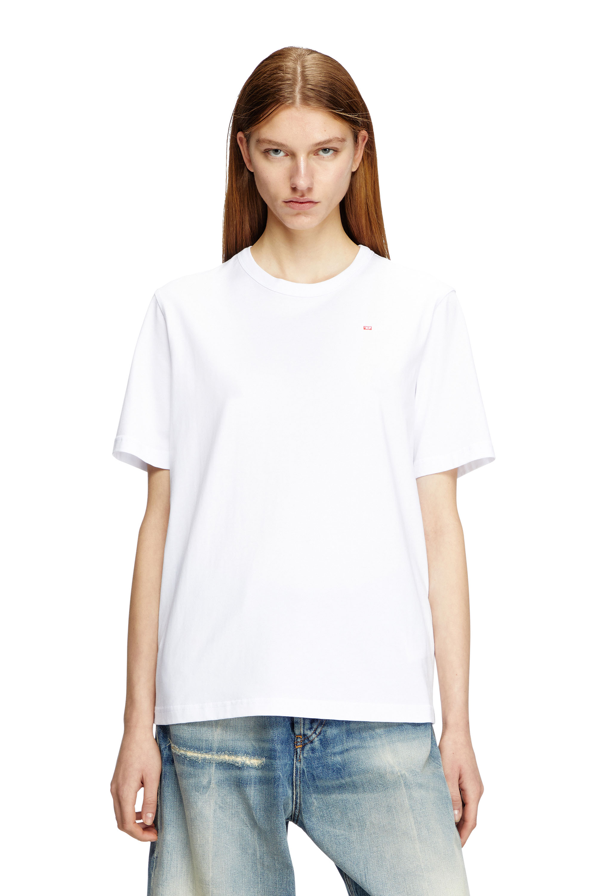 Diesel - T-ADJUST-MICRODIV, Unisex's T-shirt with micro-embroidered logo in ホワイト - 5