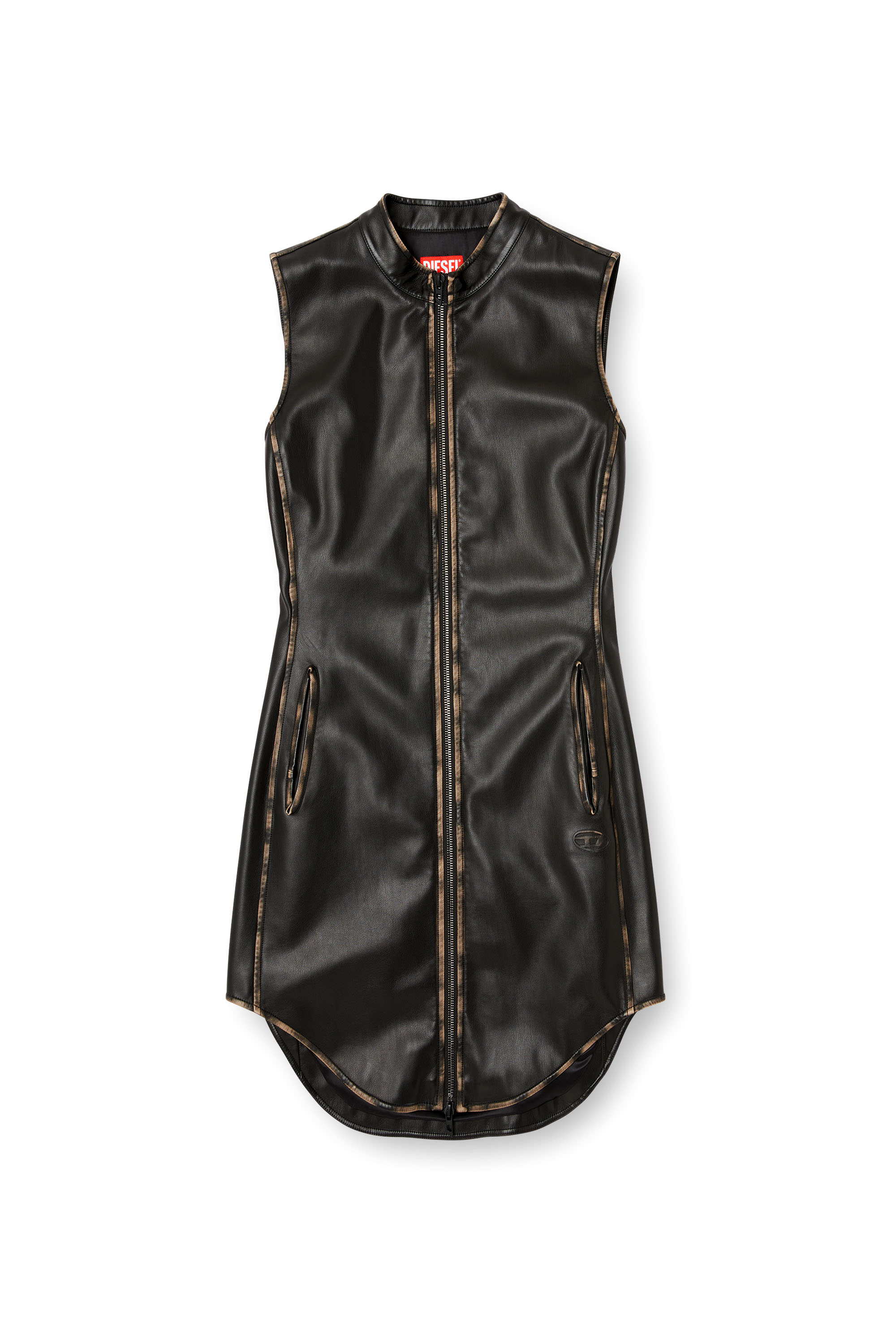Diesel - D-ENEAS, Female's Dress in treated technical fabric in ブラック/ブラウン - 3