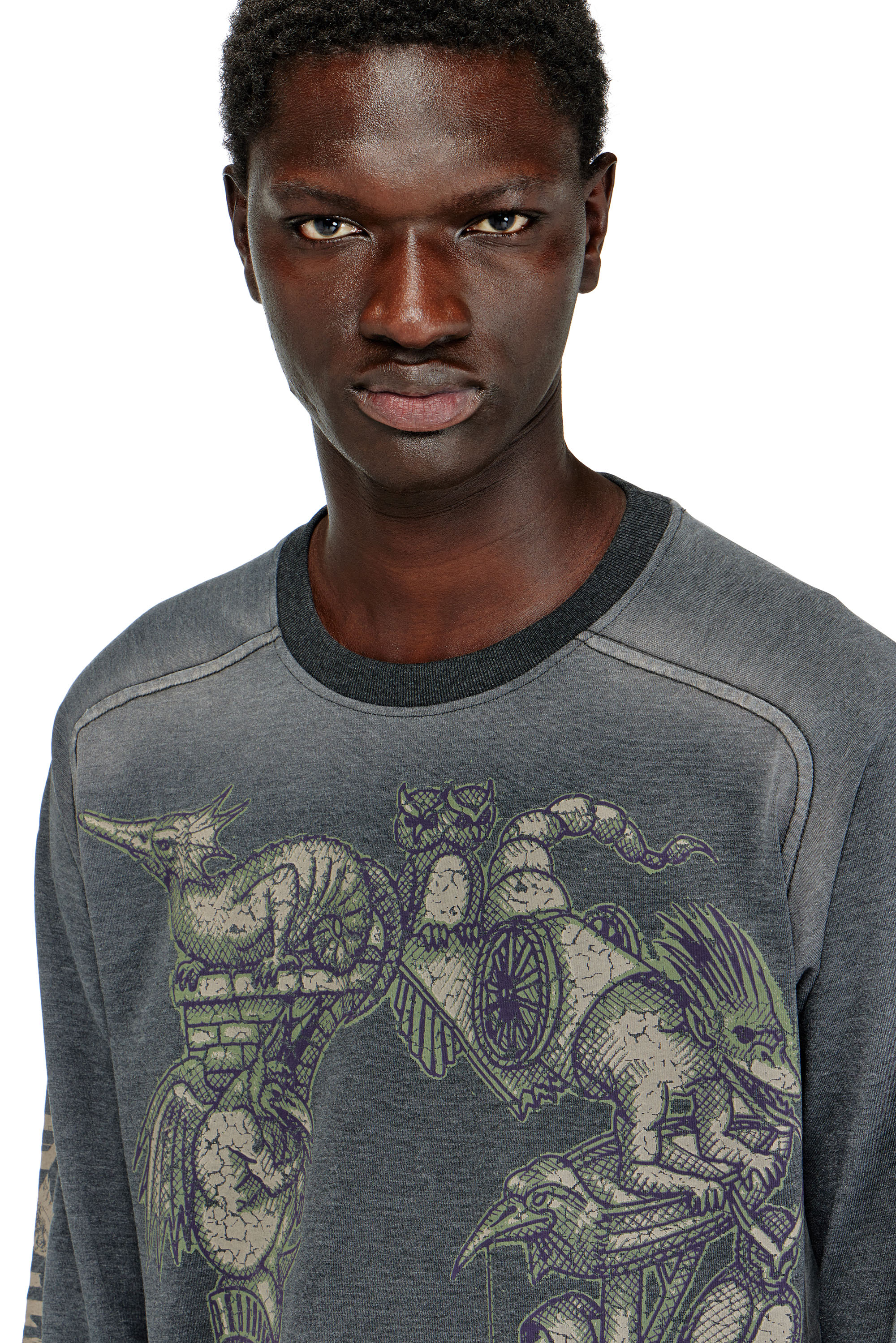 Diesel - T-JORI-A, Male's Long-sleeve T-shirt with graphic motif in ブラック - 4