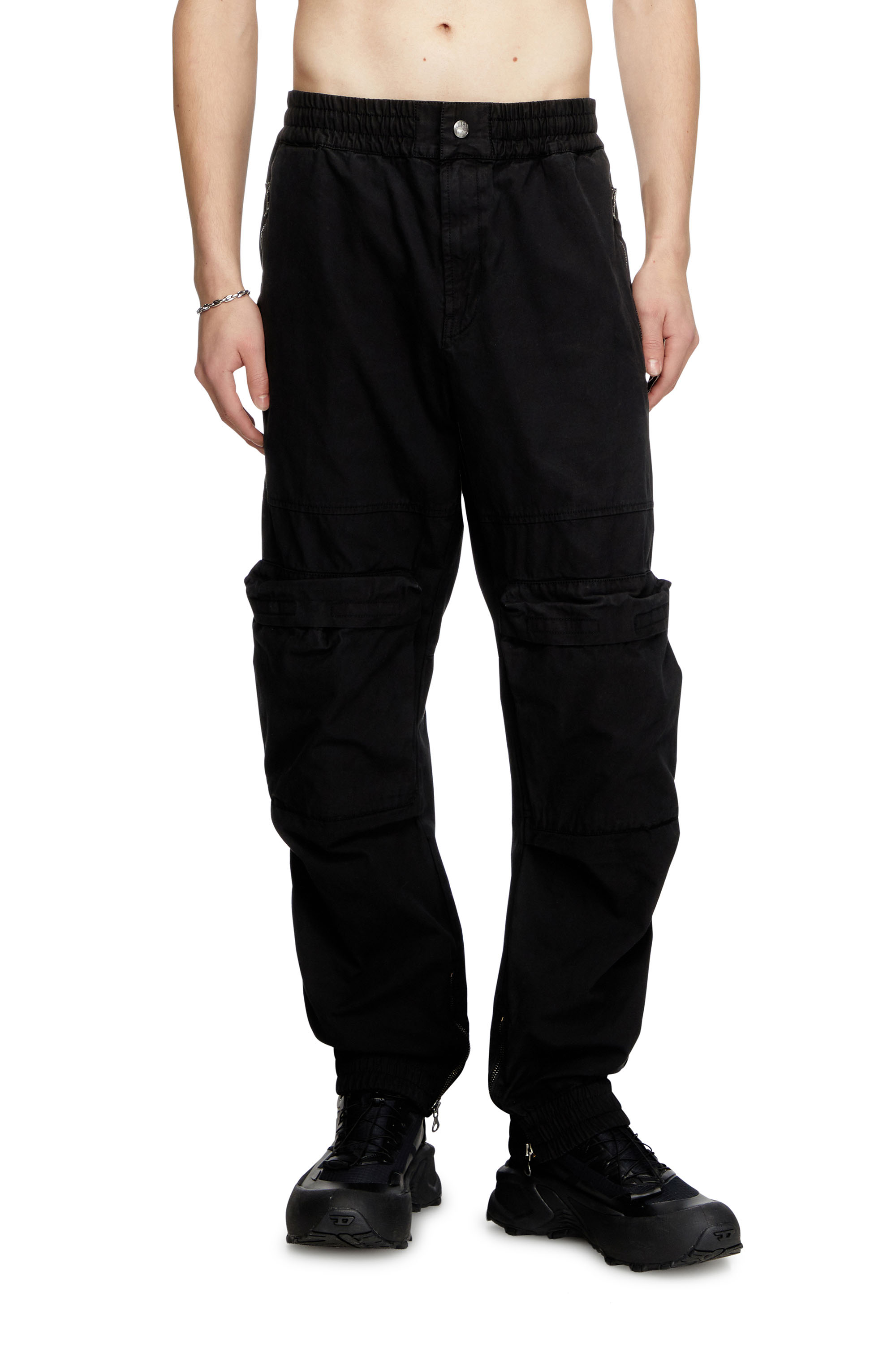 P-AMMIR Wool-nylon pants with side slits｜ブラック｜メンズ｜DIESEL